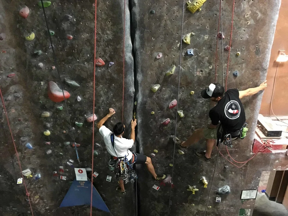 Beginner-friendly gym to crag climbing class with professional instructors