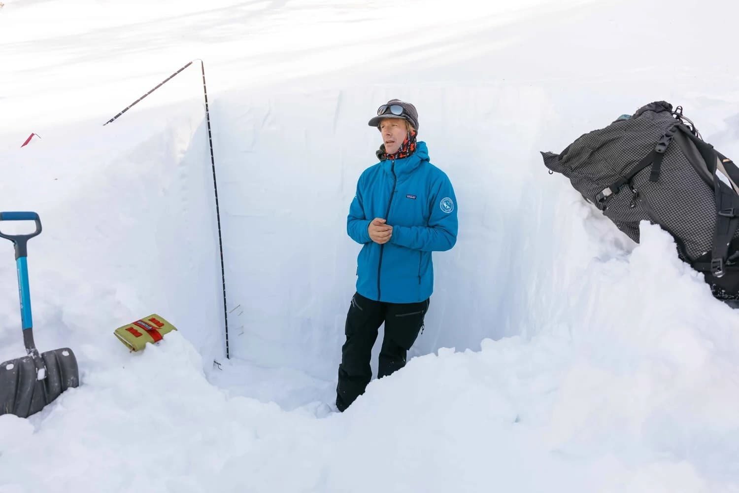 Avalanche education course covering terrain traps in Mammoth Lakes