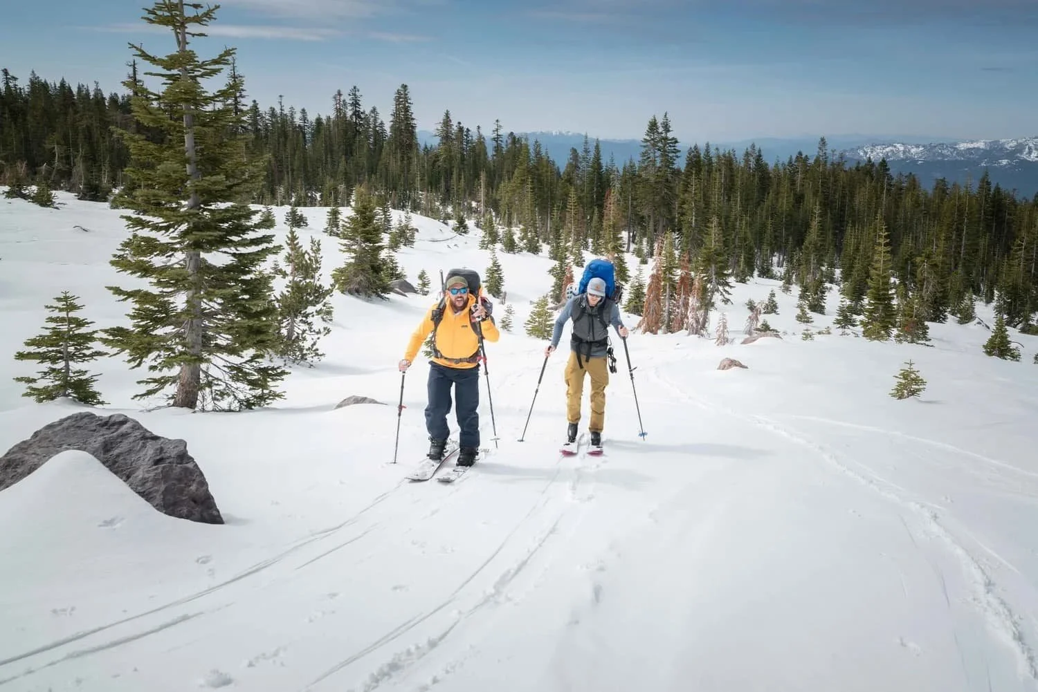 Guided ski touring route in the Mount Shasta alpine zone