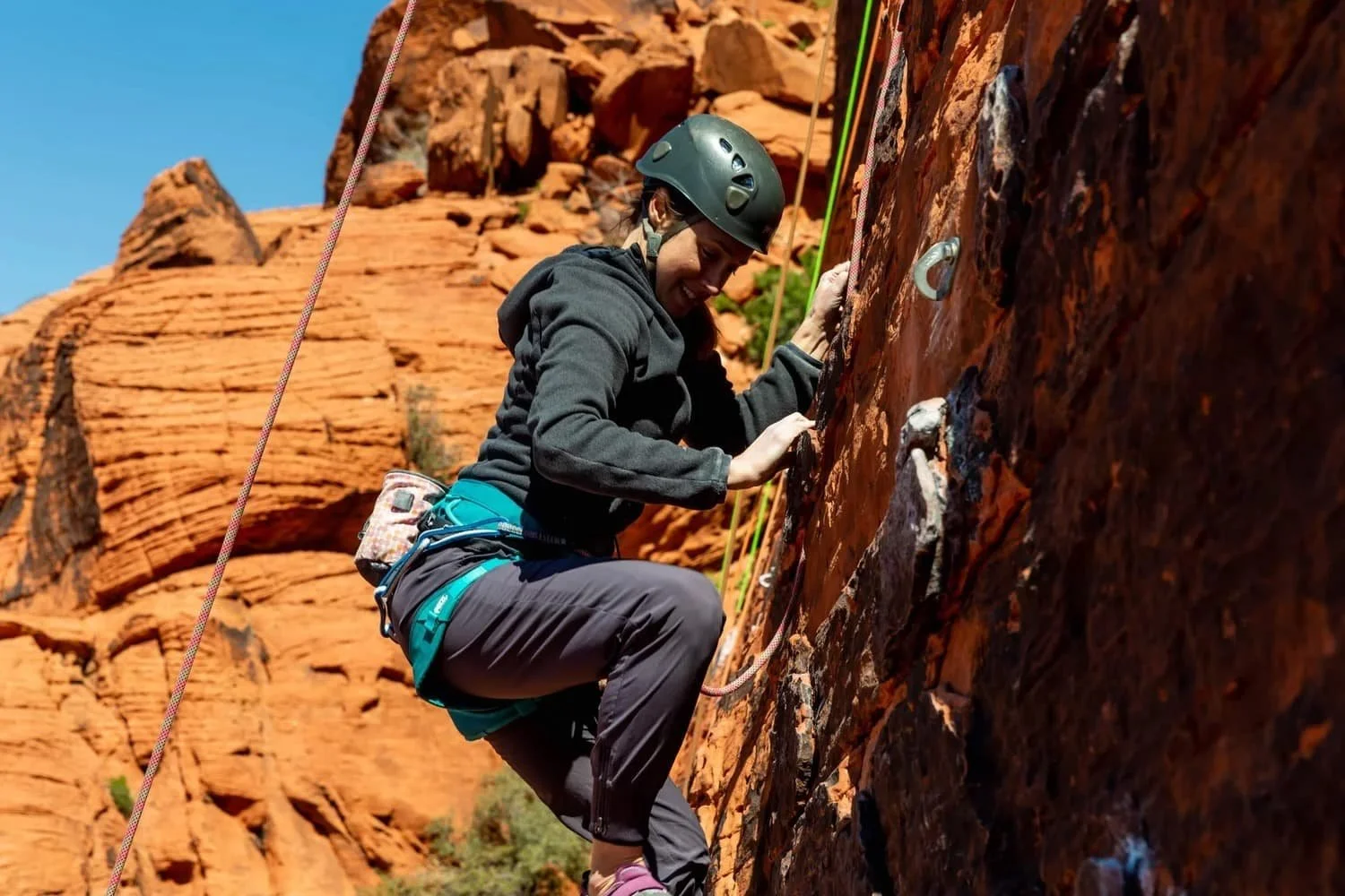 Guided rock climbing on iconic routes in Red Rock Canyon