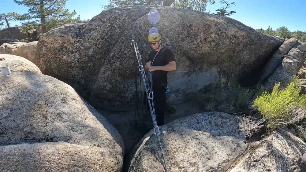 Small group self rescue course for climbers learning emergency procedures