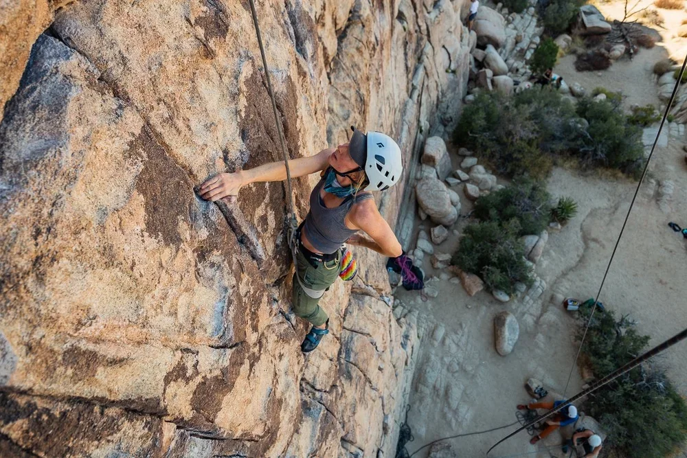 Guided traditional rock climbing experience on classic Joshua Tree granite with professional instructors