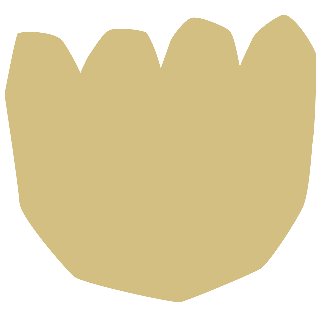 A cartoon image of a beige crown with pointed tips on top.