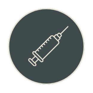 Icon of a syringe on a dark gray background.