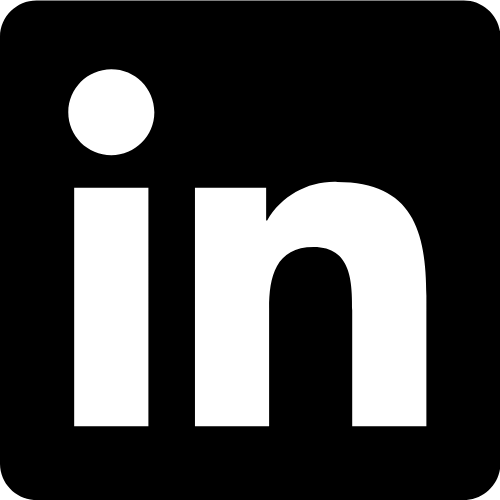 LinkedIn logo with white 'in' on a black background.