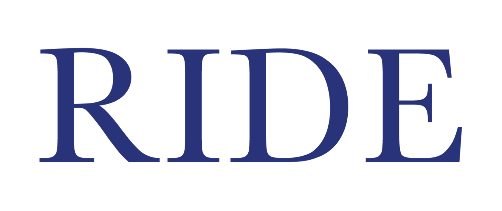 The word 'RIDE' in large, dark blue letters.