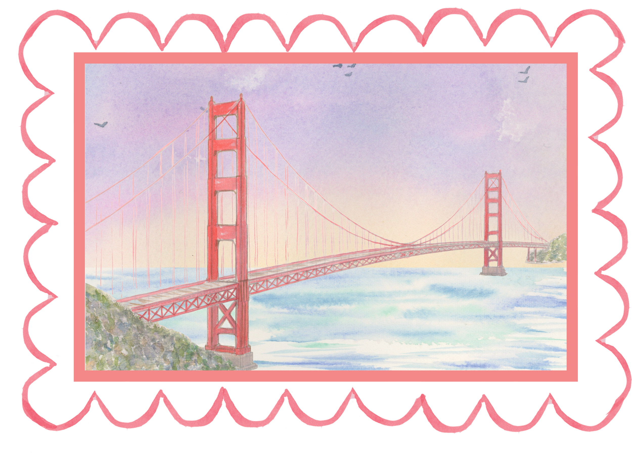 destination wedding illustration of Golden Gate Bridge in San Francisco