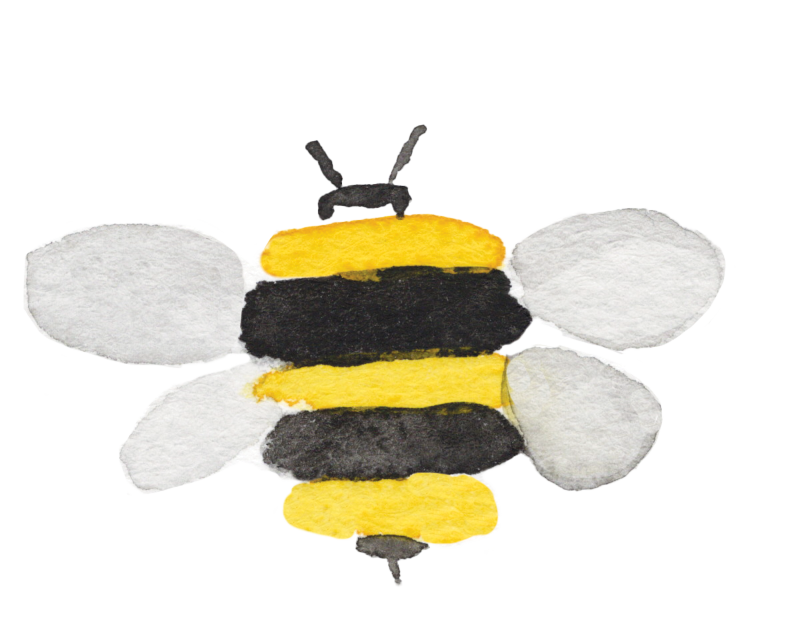 Watercolor bee with yellow and black