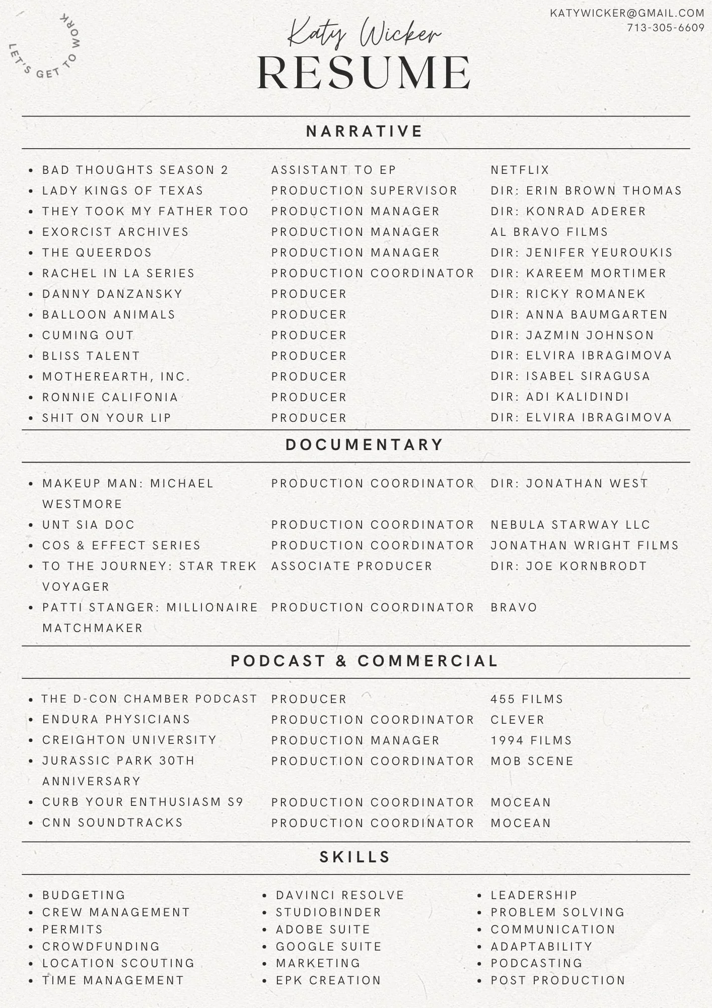 Katy Wicker's Resume - Updated 3/26