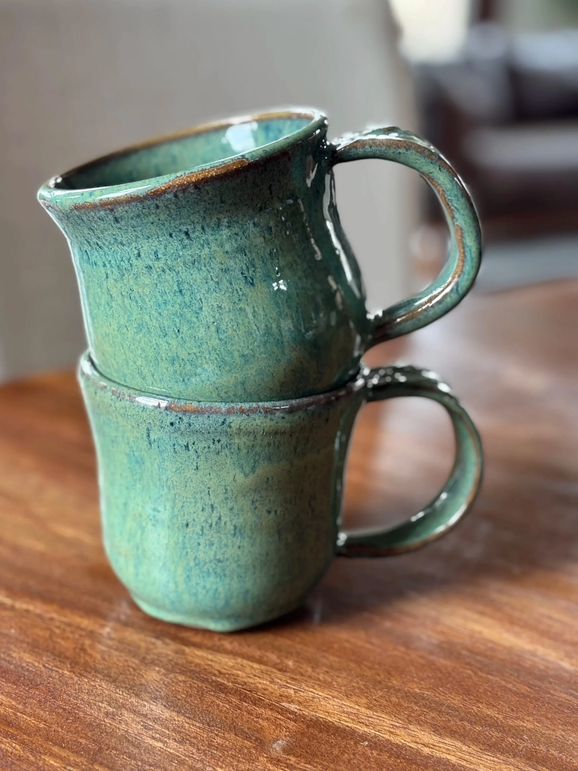 Glossy Mossy Pair of Mugs