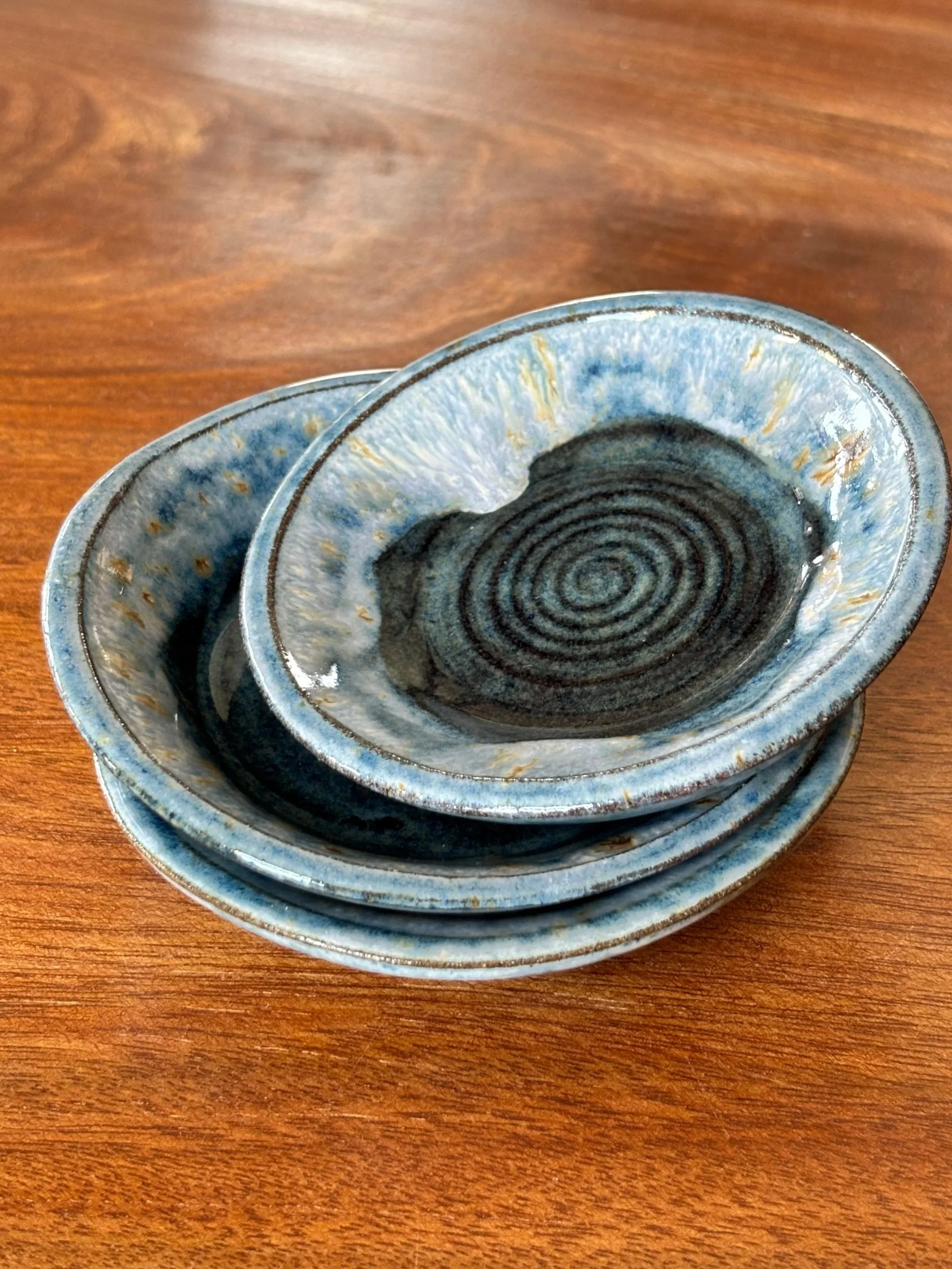 Snowy Blue Small Dishes (3)