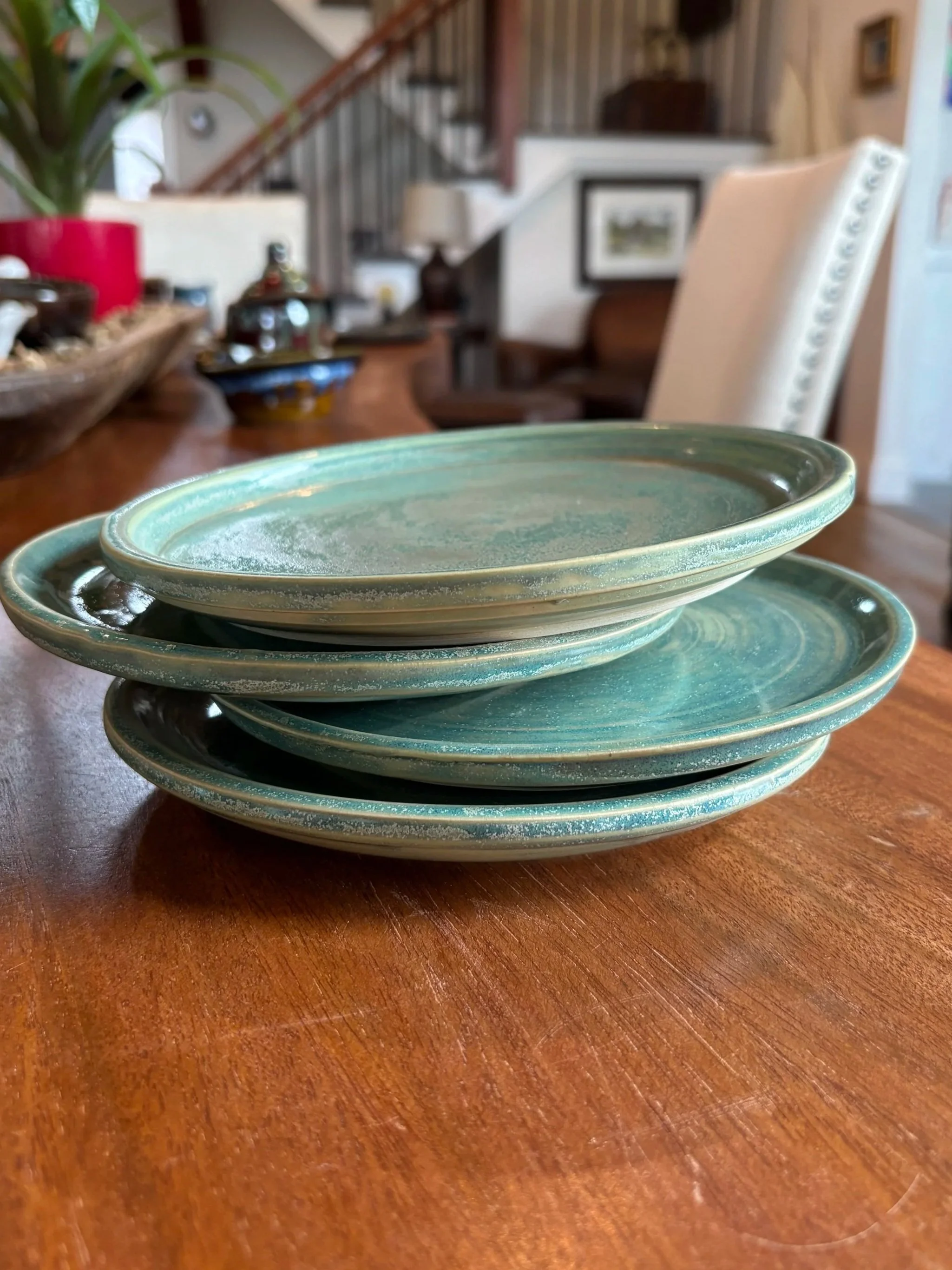 Shimmery Green Tea Plates (4)