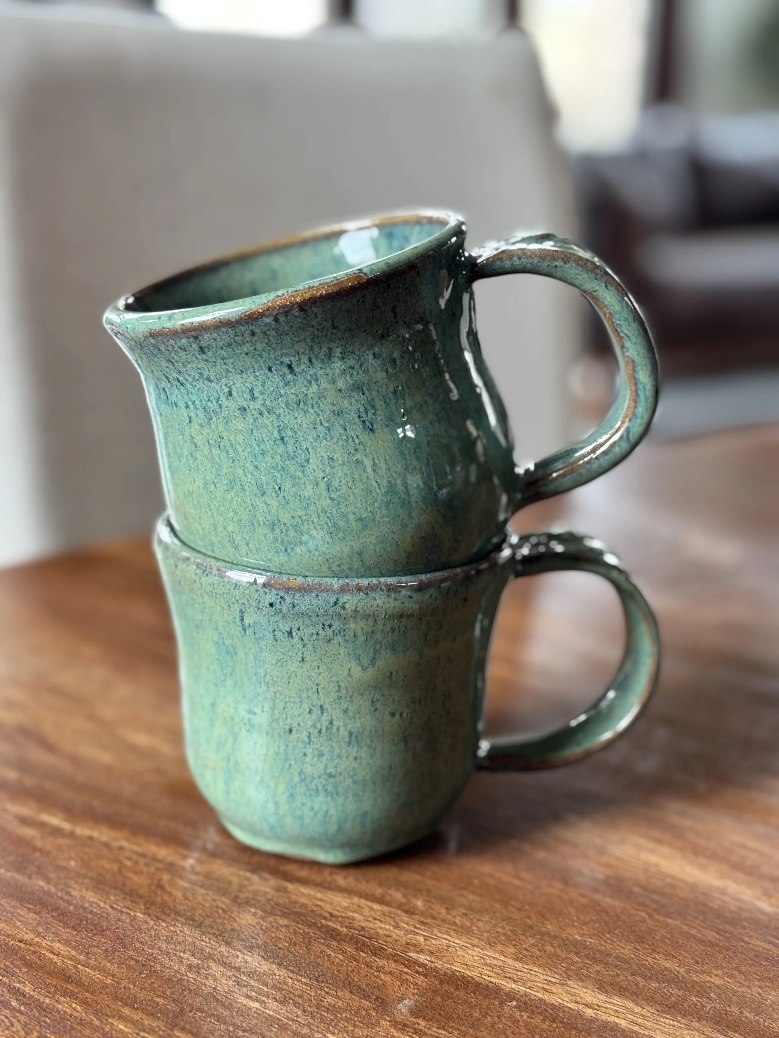 Teal green mugs