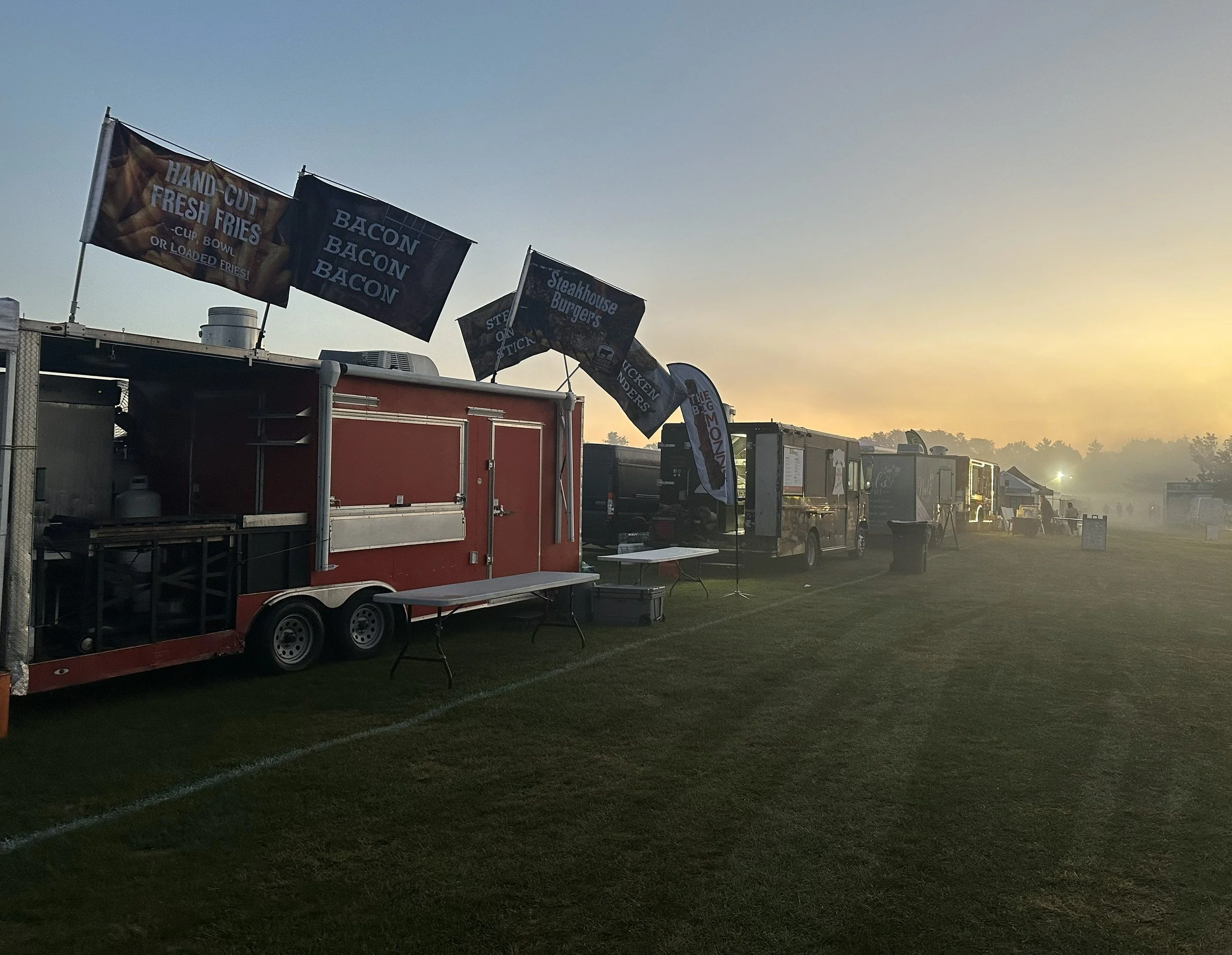 Morning Sun rise at an event with the Food Trailer quiet before the crowd