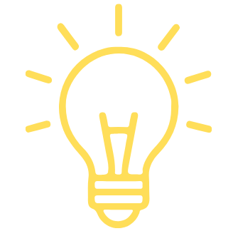 A yellow light bulb with the letter 'H' inside, representing a bright idea or innovation.
