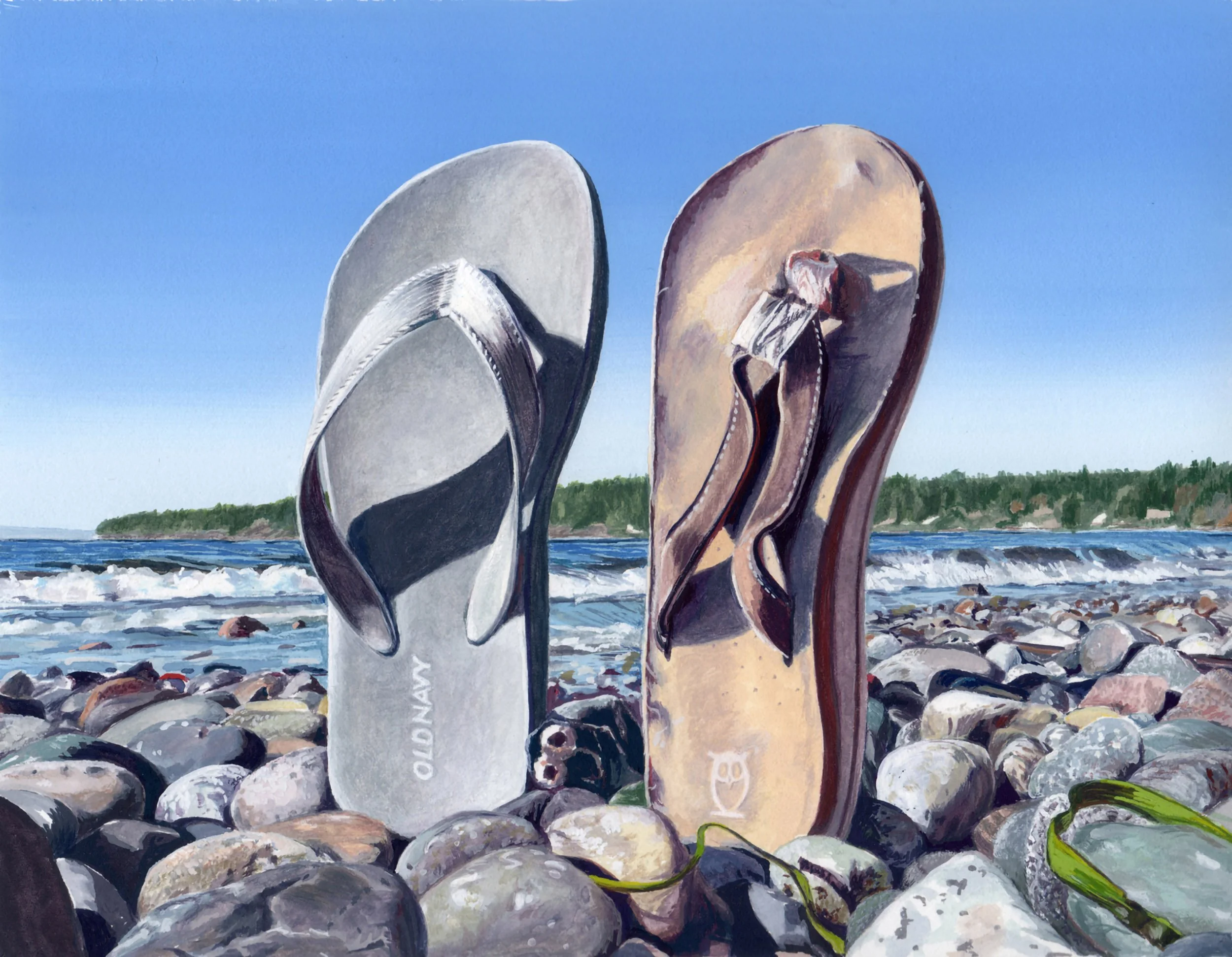 SOLE SURVIVORS, gouache on paper, 5.5" x 7", 2010,  Watershed Series 