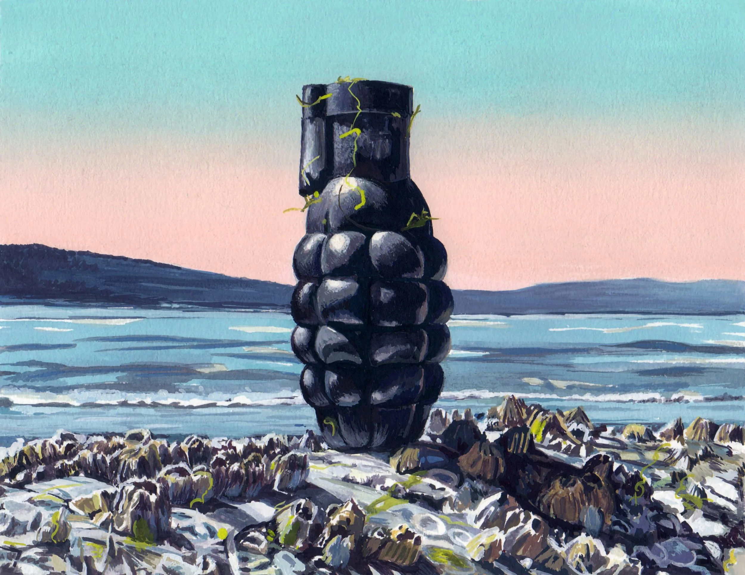 SHELL SHOCK, gouache on paper, 5.5" x 7", 2010,  Watershed Series 