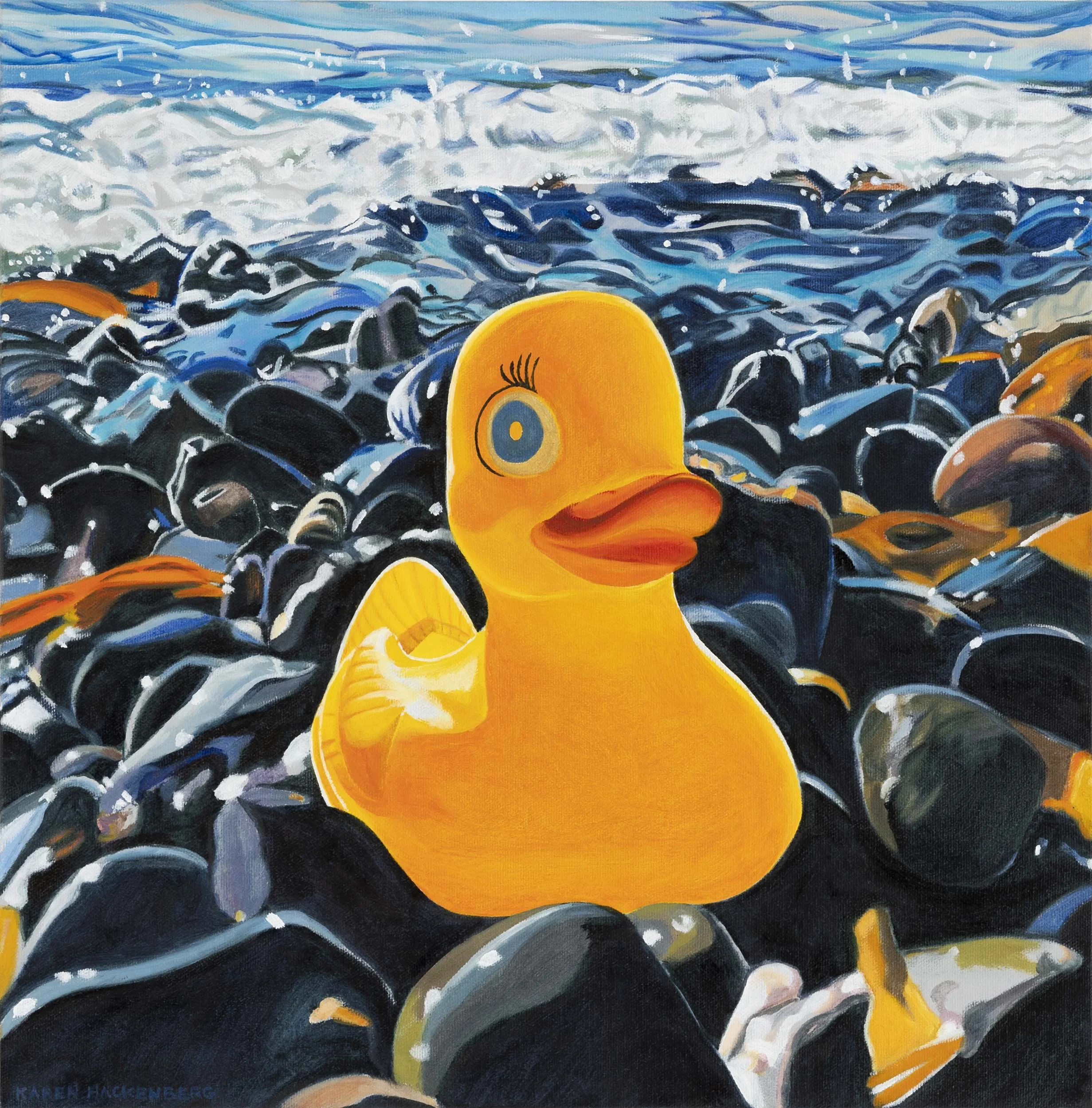 MOBY DUCK, oil on canvas, 16" x 16", 2024,  Bestiary Series 