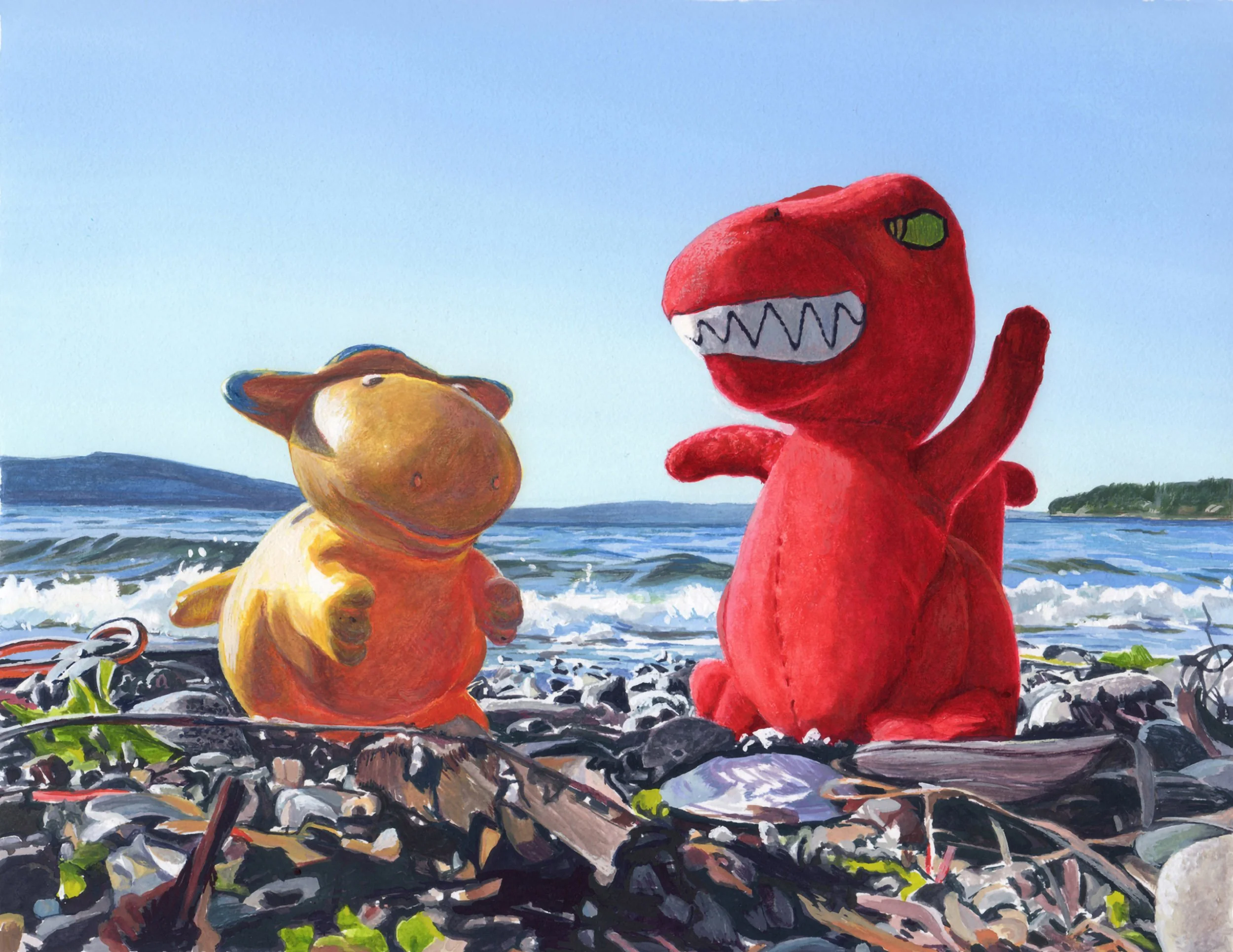 TRASH DANCE, gouache on paper, 5.5" x 7", 2010,  Watershed Series 