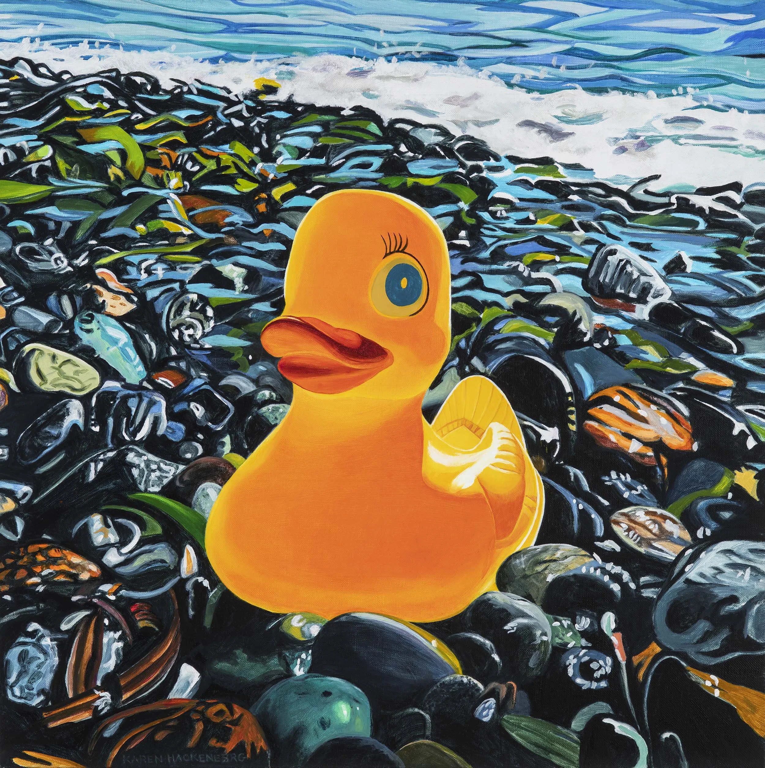 MOBY DUCK II, oil on linen, 24" x 24", 2025,  Bestiary Series 