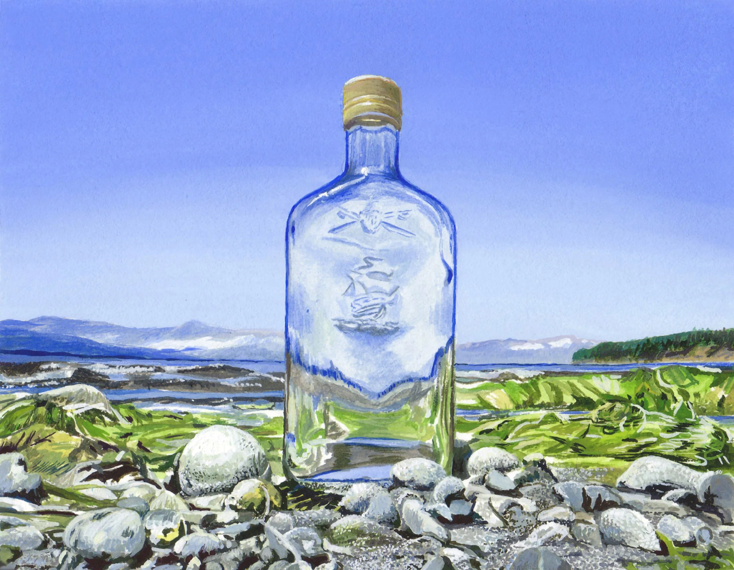 CAST AWAY, gouache on paper, 5.5" x 7", 2009,  Watershed Series 