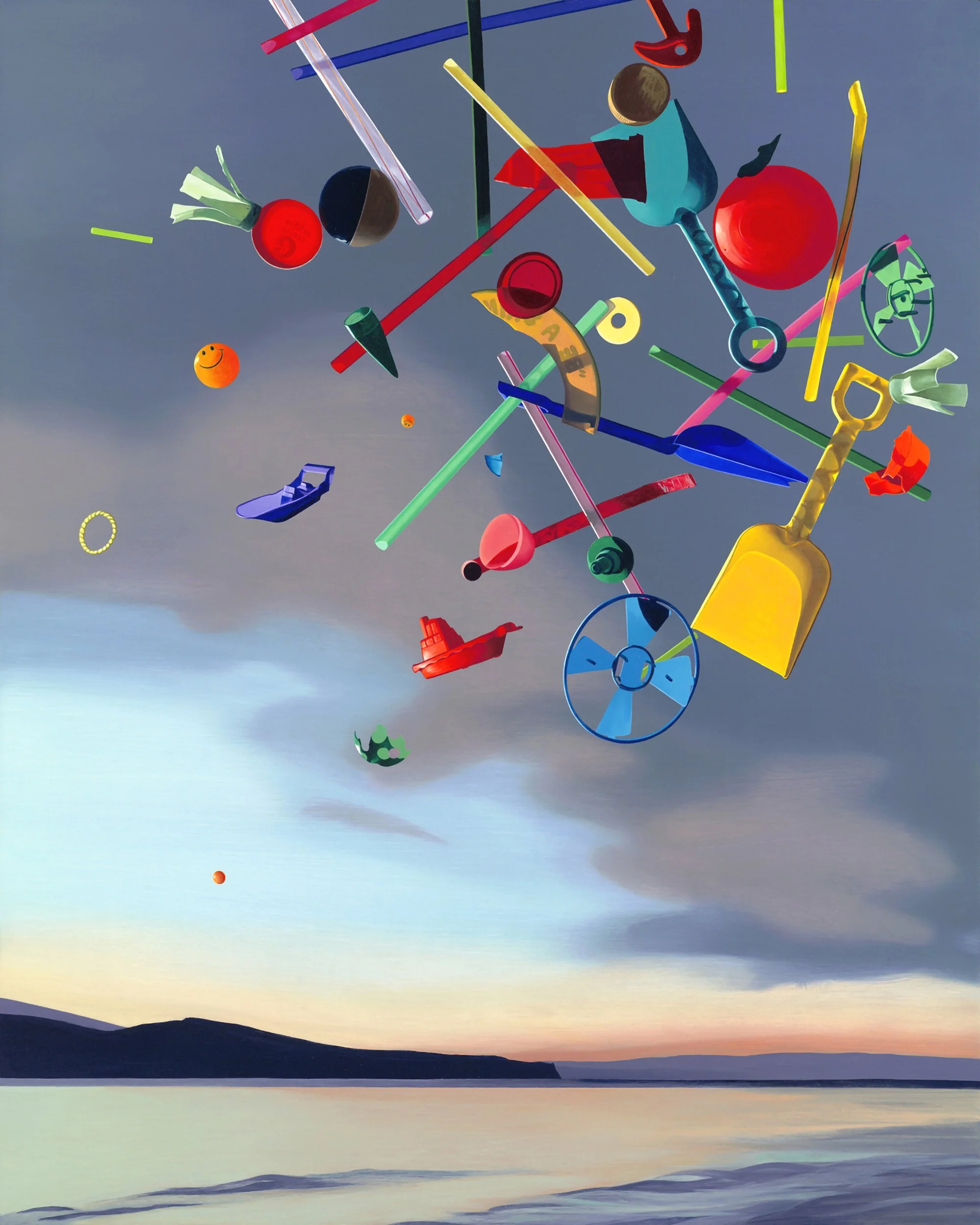 TOSS-UP, oil on panel, 45" x 36", 2017,  Floating World Series 