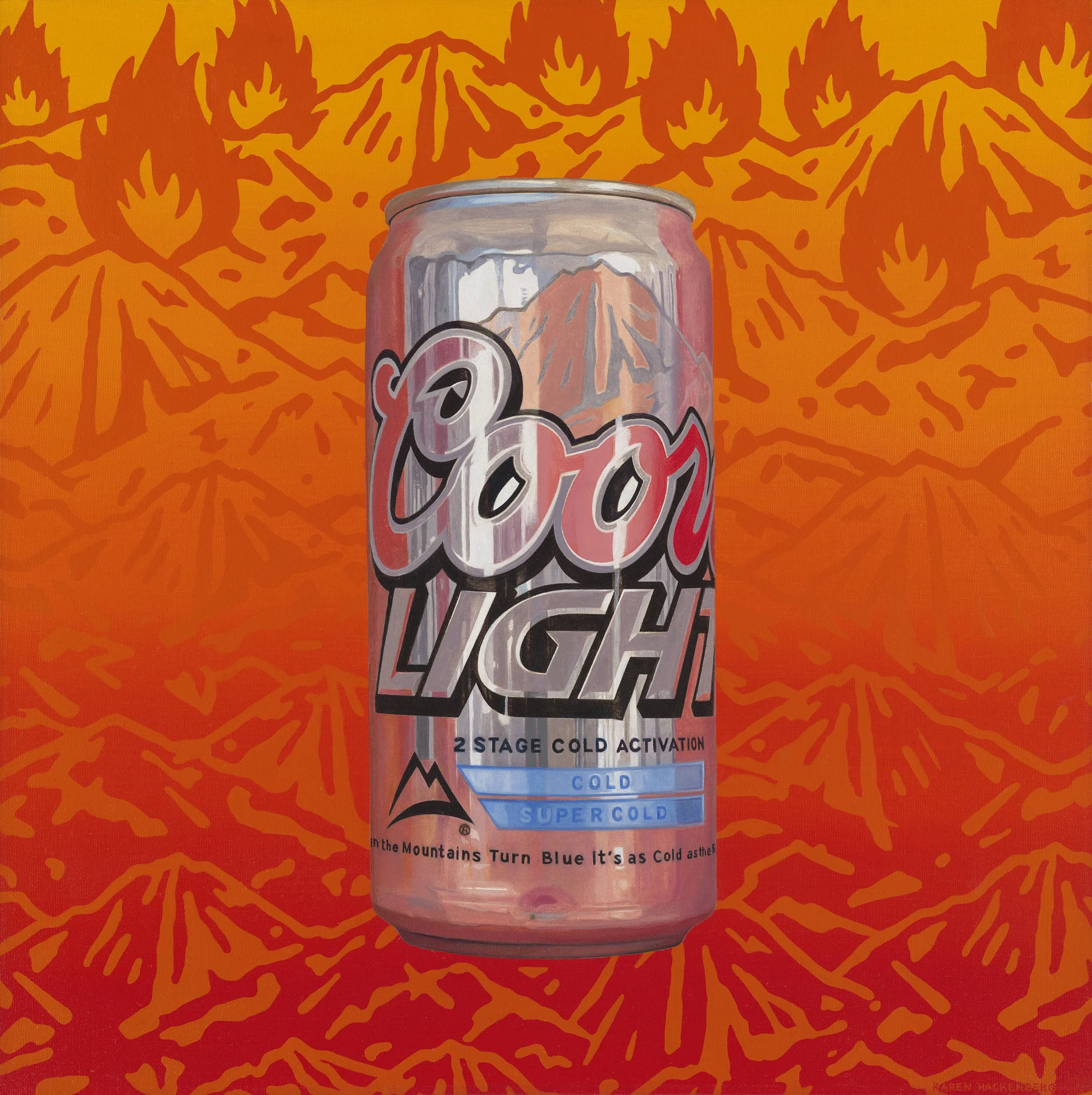 WHEN THE MOUNTAINS TURN BLUE, oil on canvas, 24" x 24", 2017,  Unnatural Disasters Series 