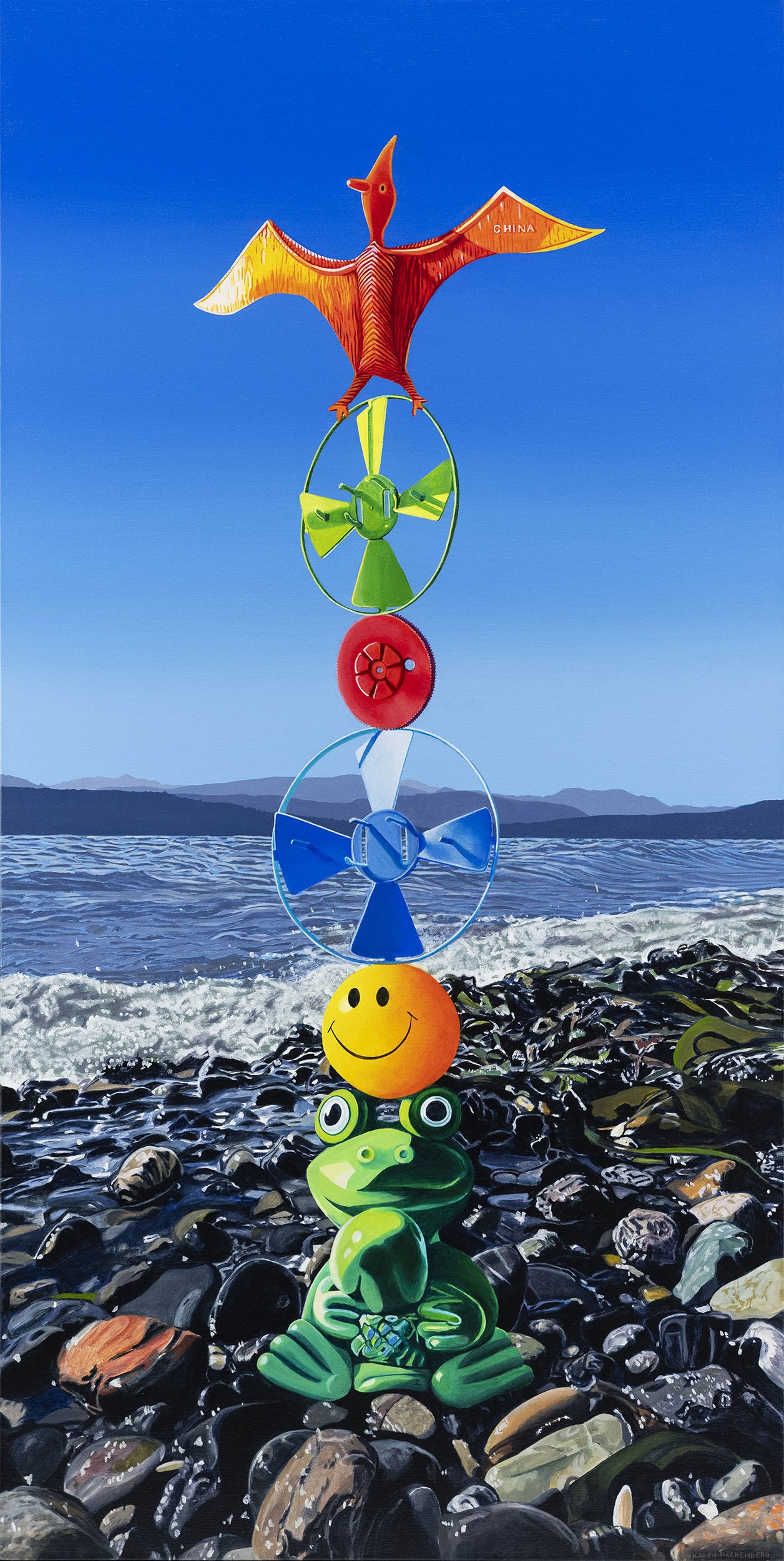 BALANCING ACT, oil on canvas, 60" x 30", 2023,  Sea Stack Series 