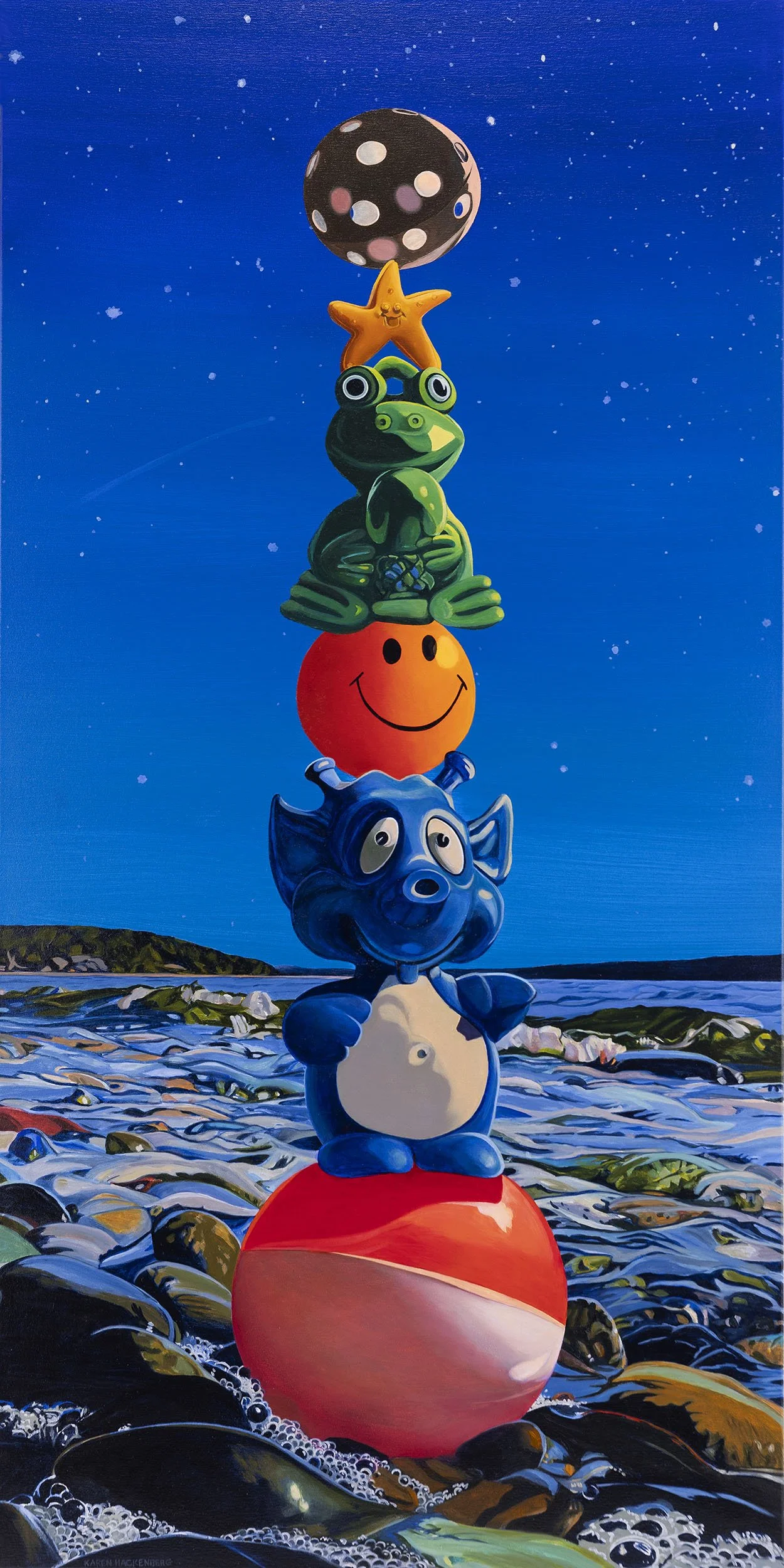 LUNAR LANDING, oil on canvas, 60" x 30", 2024,  Sea Stack Series 