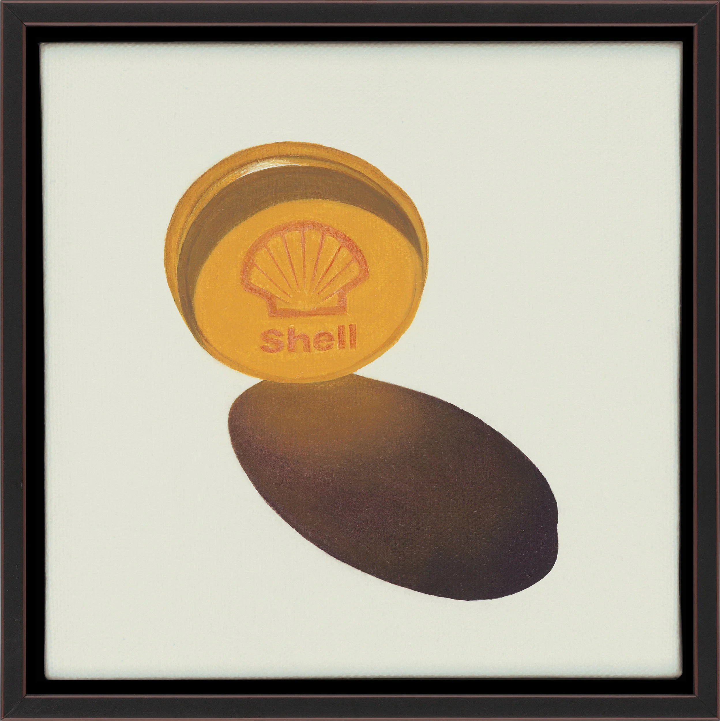 MARINE ARTIFACT NO. 6 (SHELL-OIL LID), oil on canvas, 6" x 6", 2016,  Artifact Series 