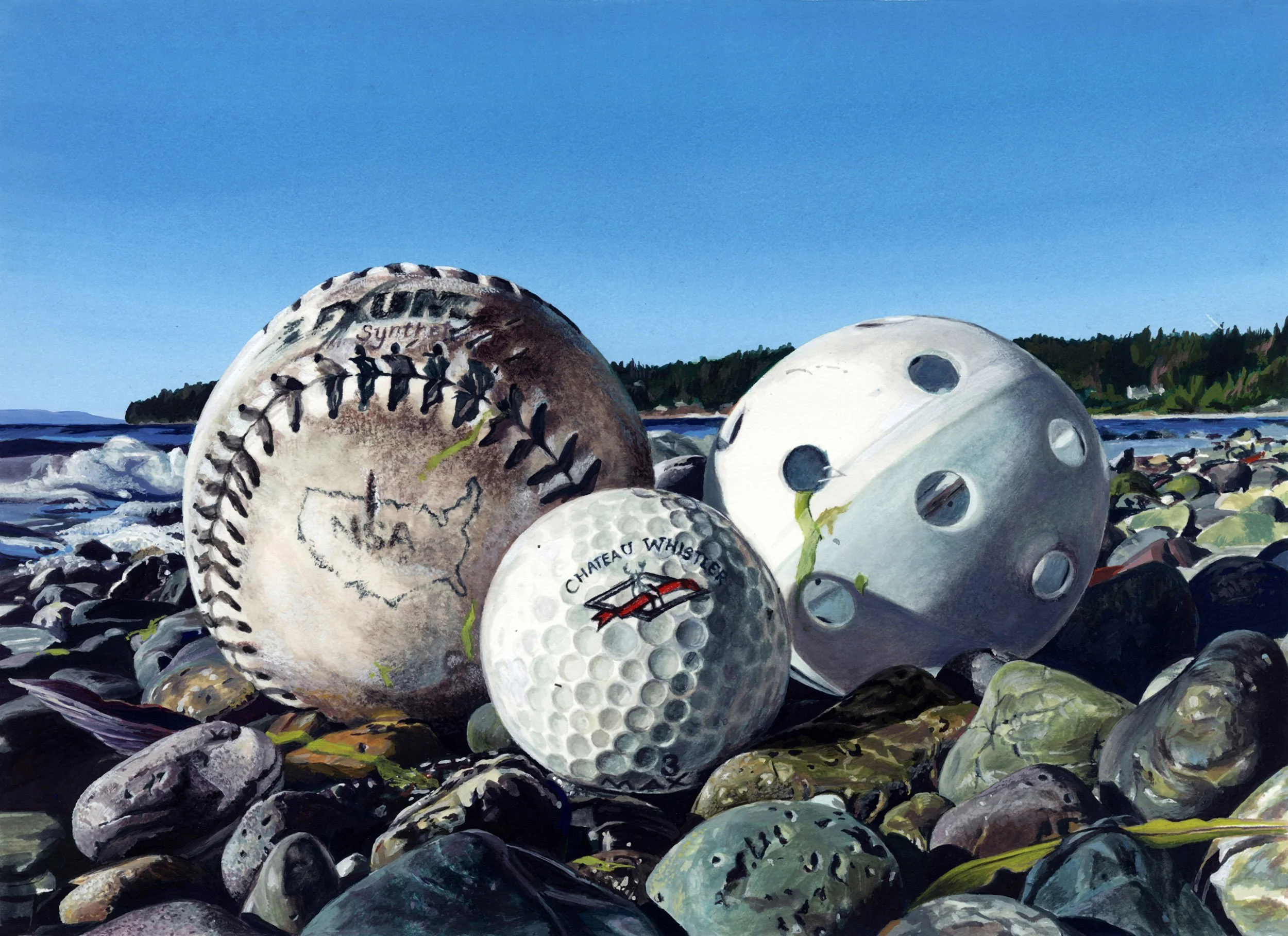 INTO THE BELLY OF THE WHALE, gouache on paper, 8" x 11", 2012,  Watershed Series 