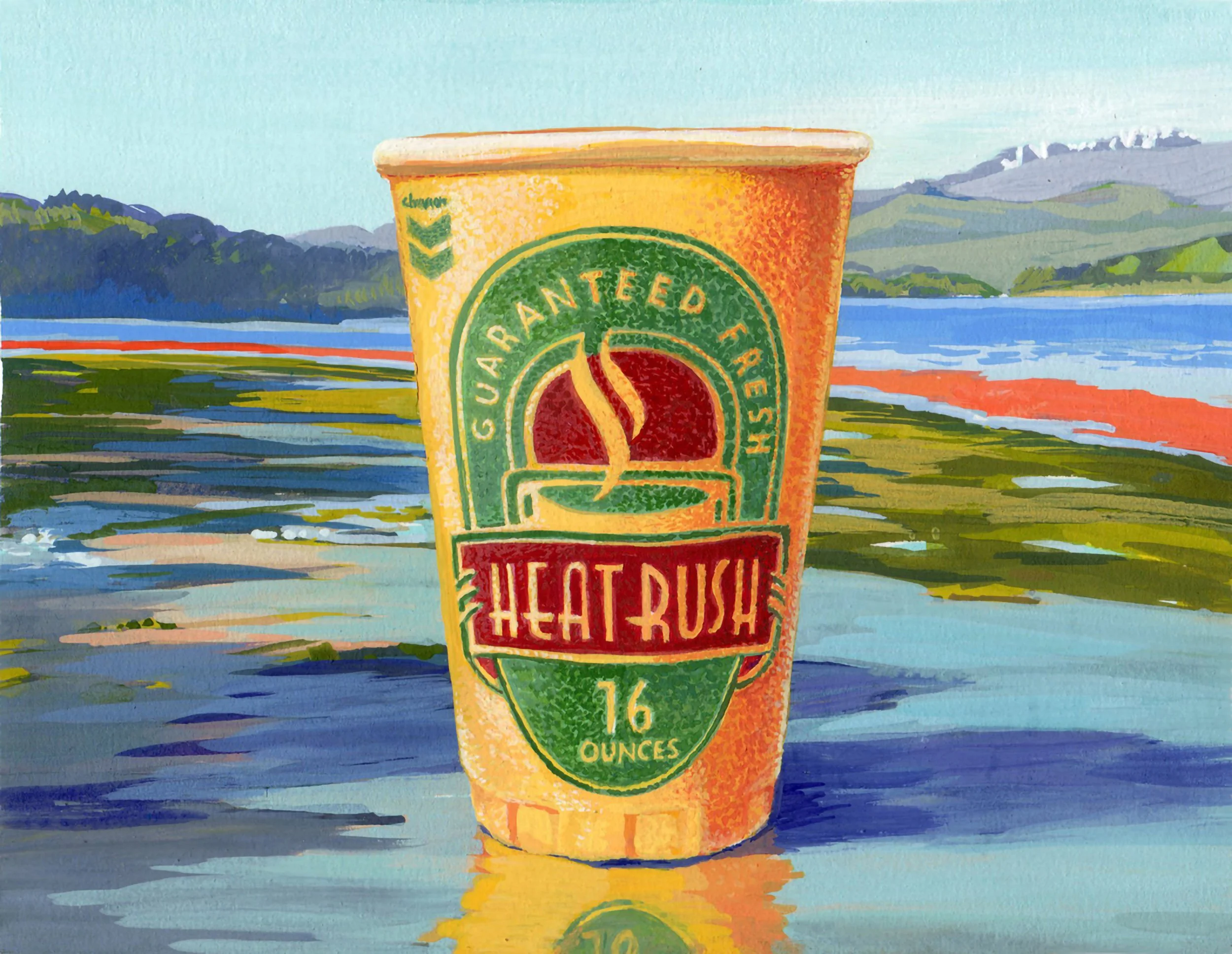 HEAT RUSH, gouache on paper, 5.5" x 7", 2009,  Watershed Series 