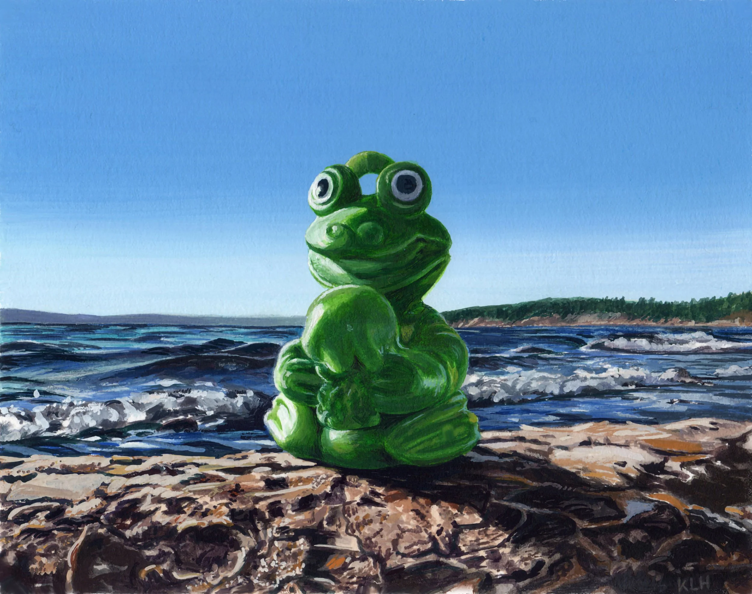 IT’S NOT EASY BEING GREEN, gouache on paper, 5.5" x 7", 2012,  Watershed Series 