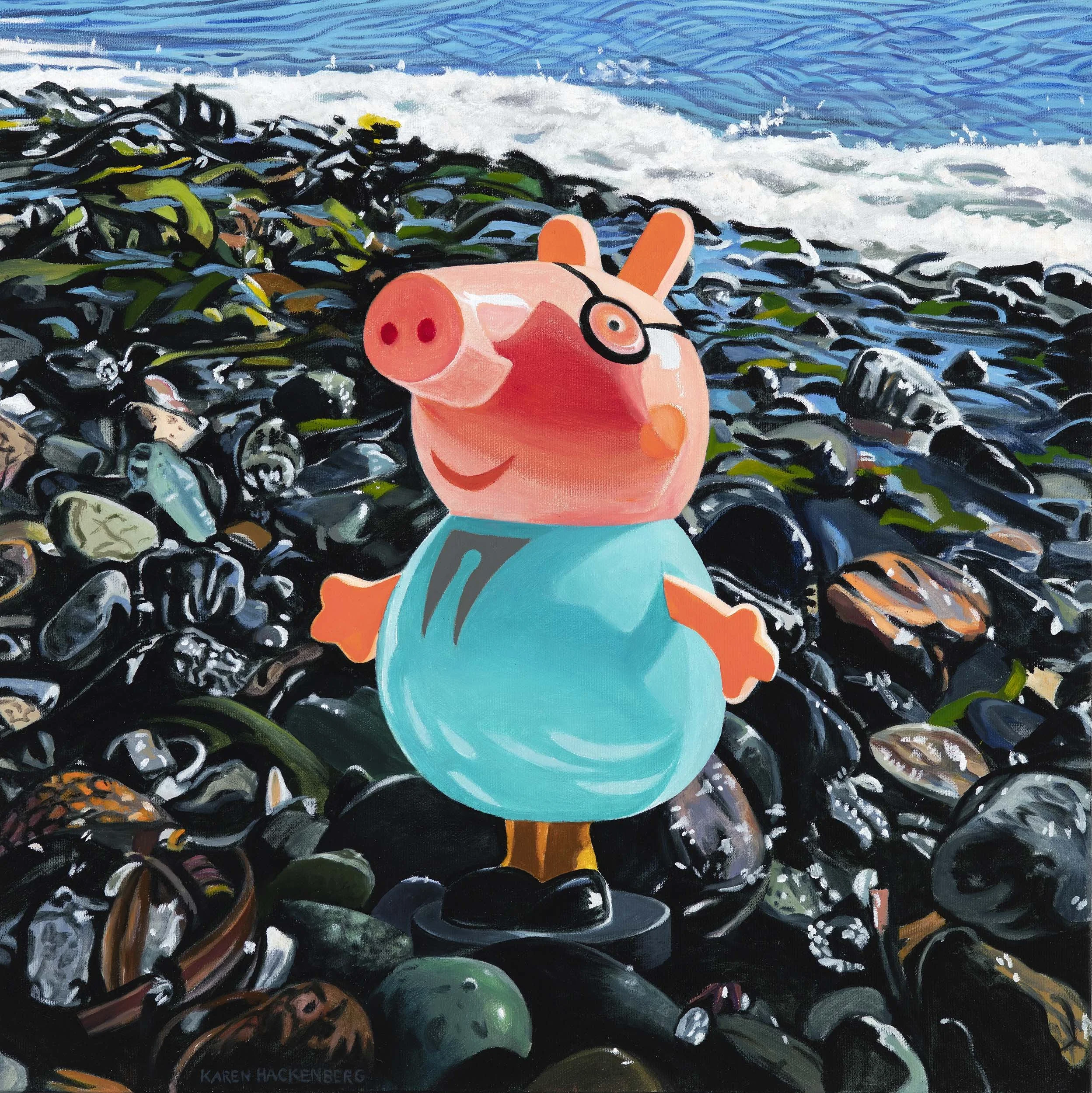 DEEP SEA PIG, oil on canvas, 16" x 16", 2025,  Bestiary Series 