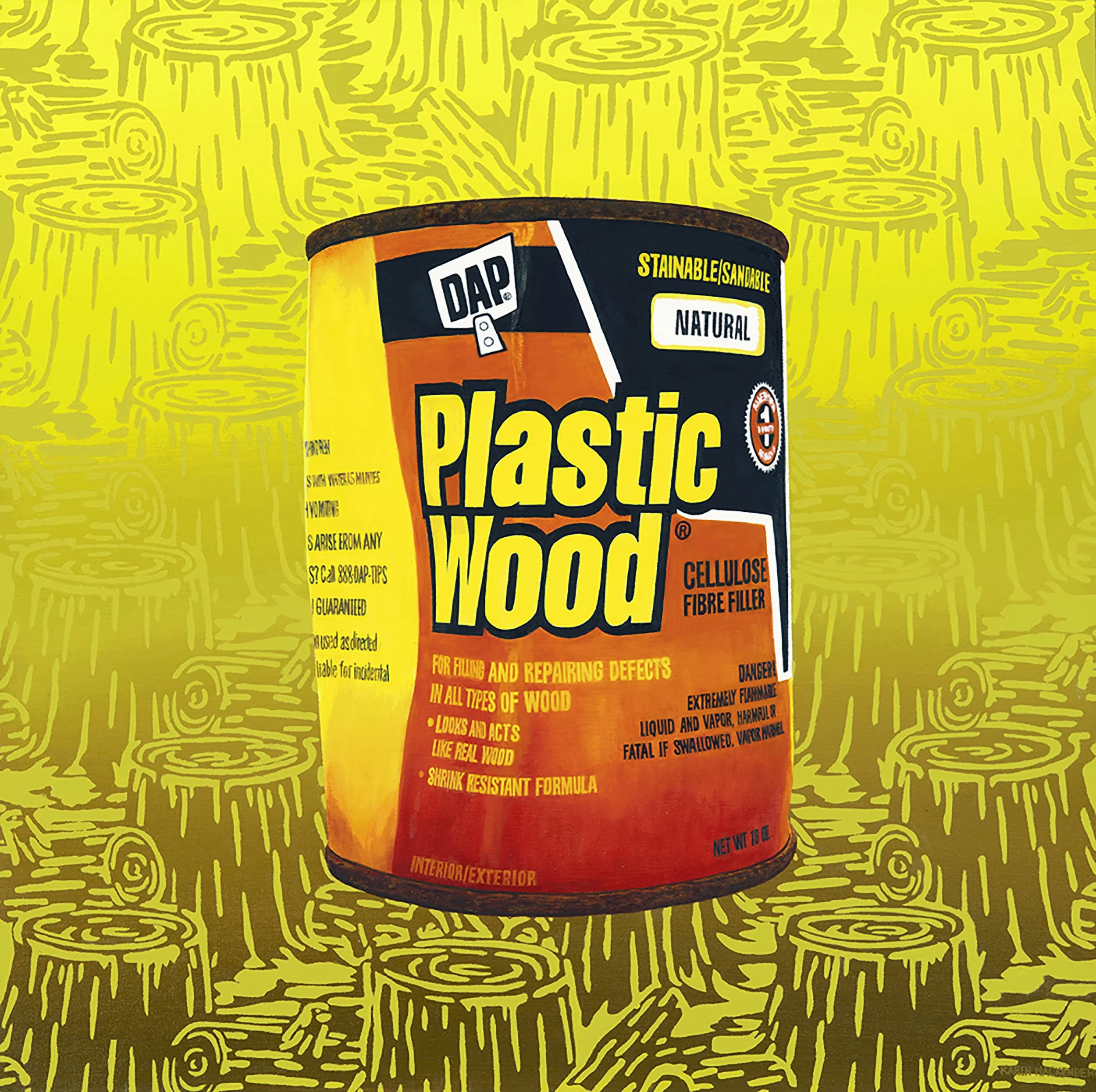 PLASTIC WOOD, oil on canvas, 24" x 24", 2021,  Unnatural Disasters Series 