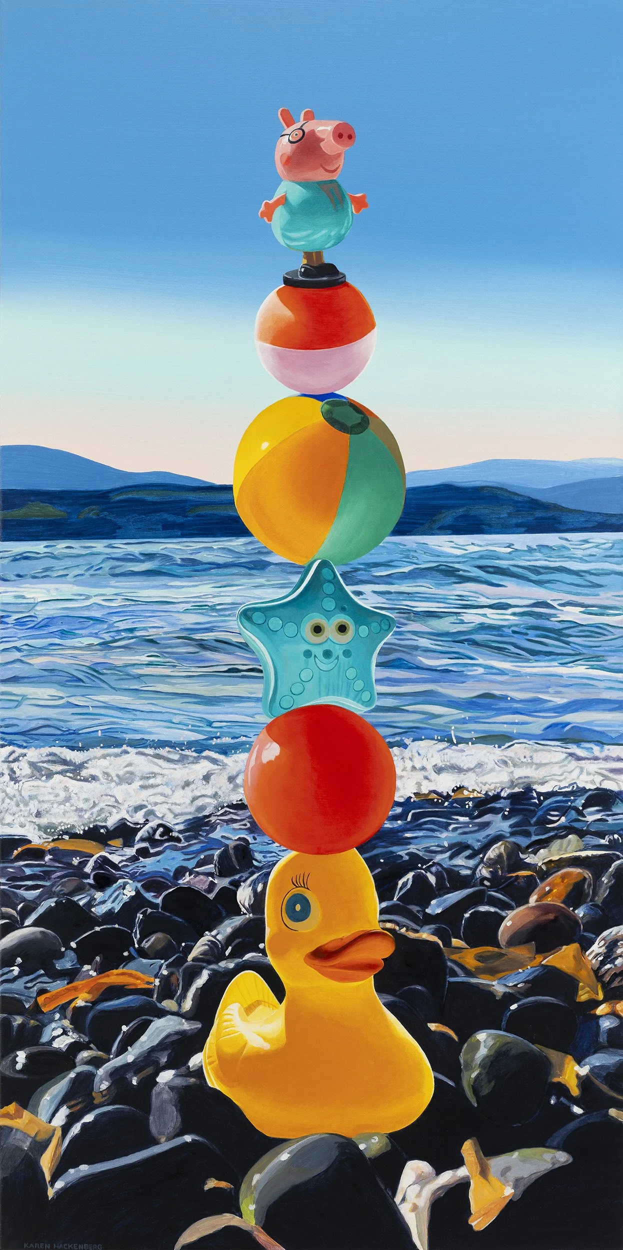 CARRYING CAPACITY, oil on linen, 60" x 30", 2024,  Sea Stack Series 
