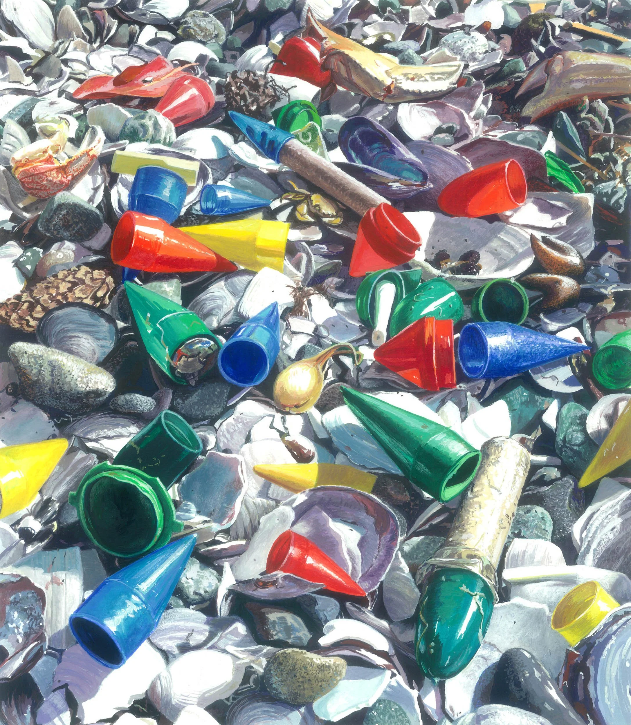 SEA SHELLS, gouache on paper, 5.5" x 7", 2010,  Watershed Series 