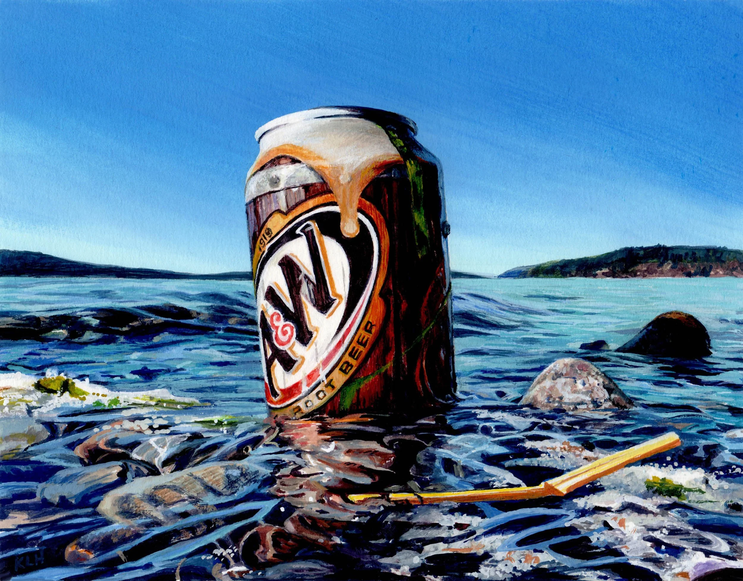 ROOT BEER FLOAT, gouache on paper, 5.5" x 7", 2012,  Watershed Series 
