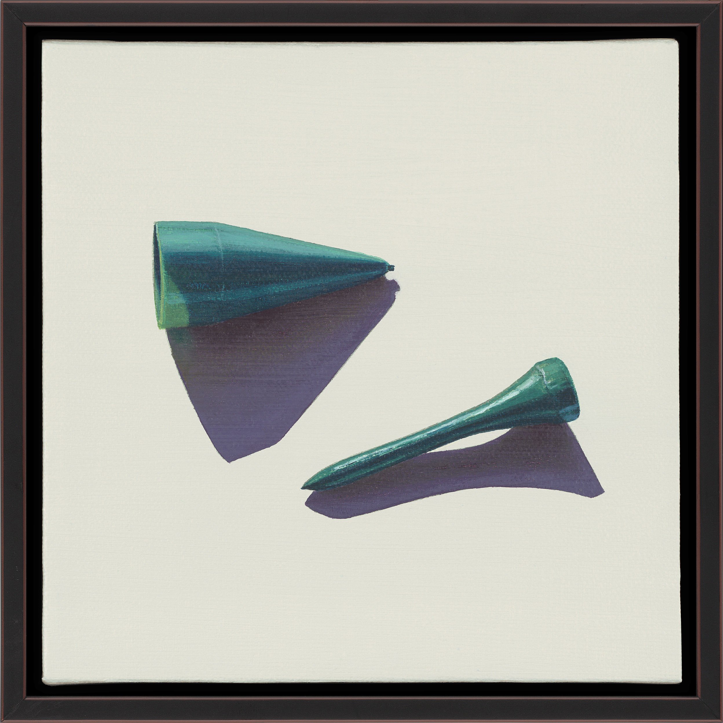 MARINE ARTIFACT NO. 10 (BOTTLE ROCKET NOSECONE, GOLF TEE), oil on canvas, 6" x 6", 2016,  Artifact Series 