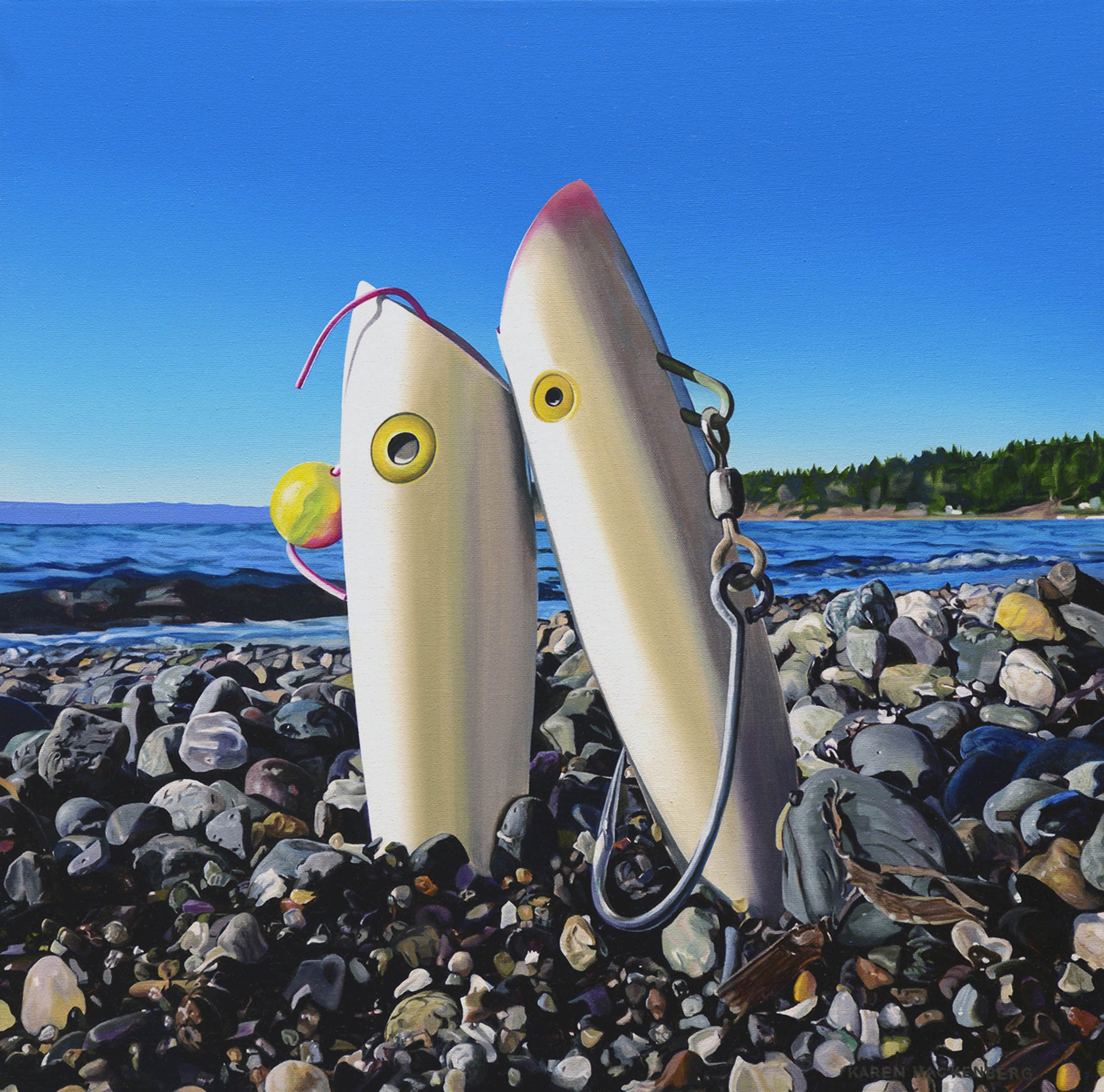 HOOK, LINE, AND SINKER, oil on canvas, 24" x 24", 2016,  Watershed Series 