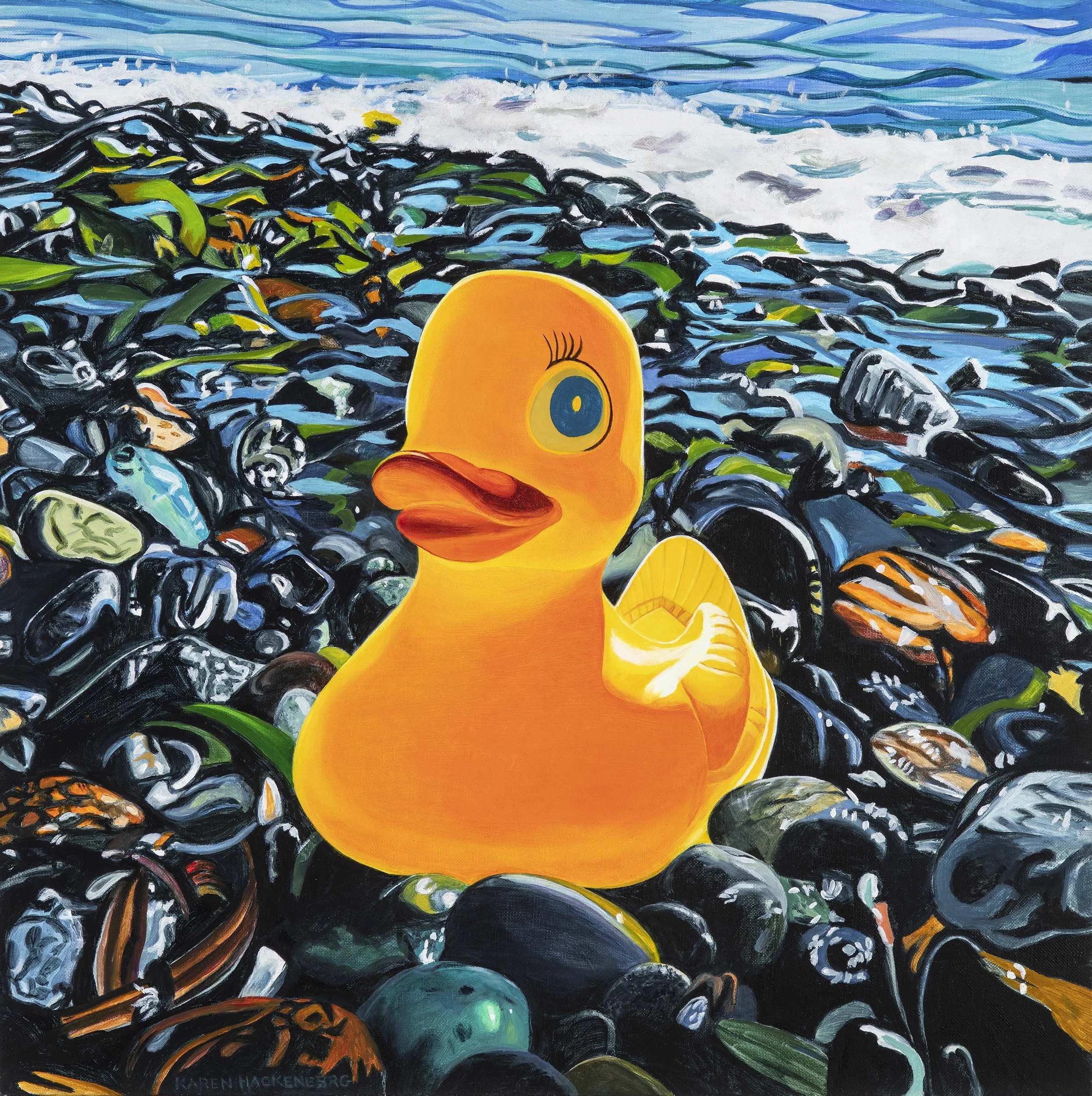 WATER FOUL I, oil on canvas, 16" x 16", 2025,  Bestiary Series 