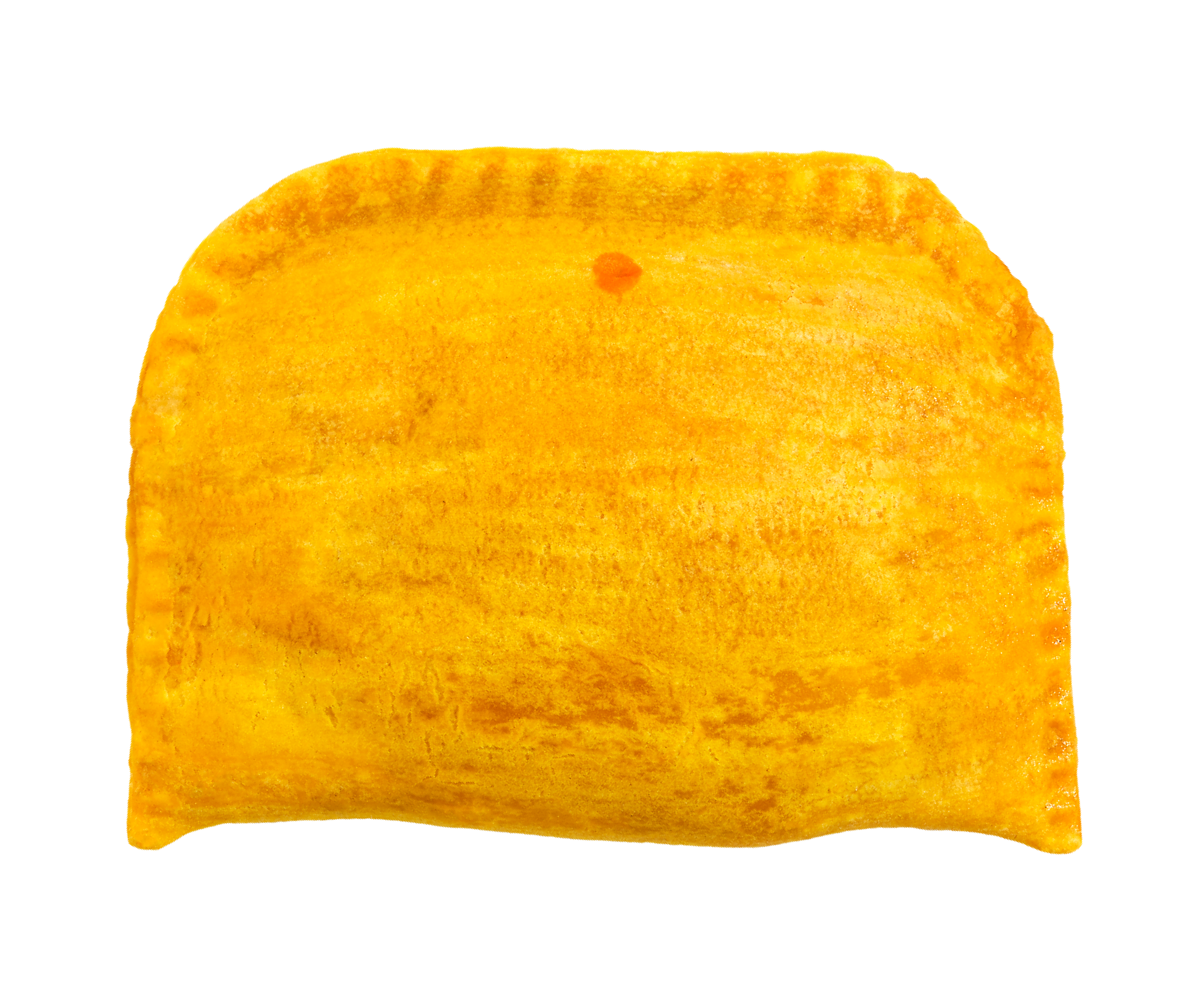A patty with a dot at the middle of the top, indicating it is a chicken patty.