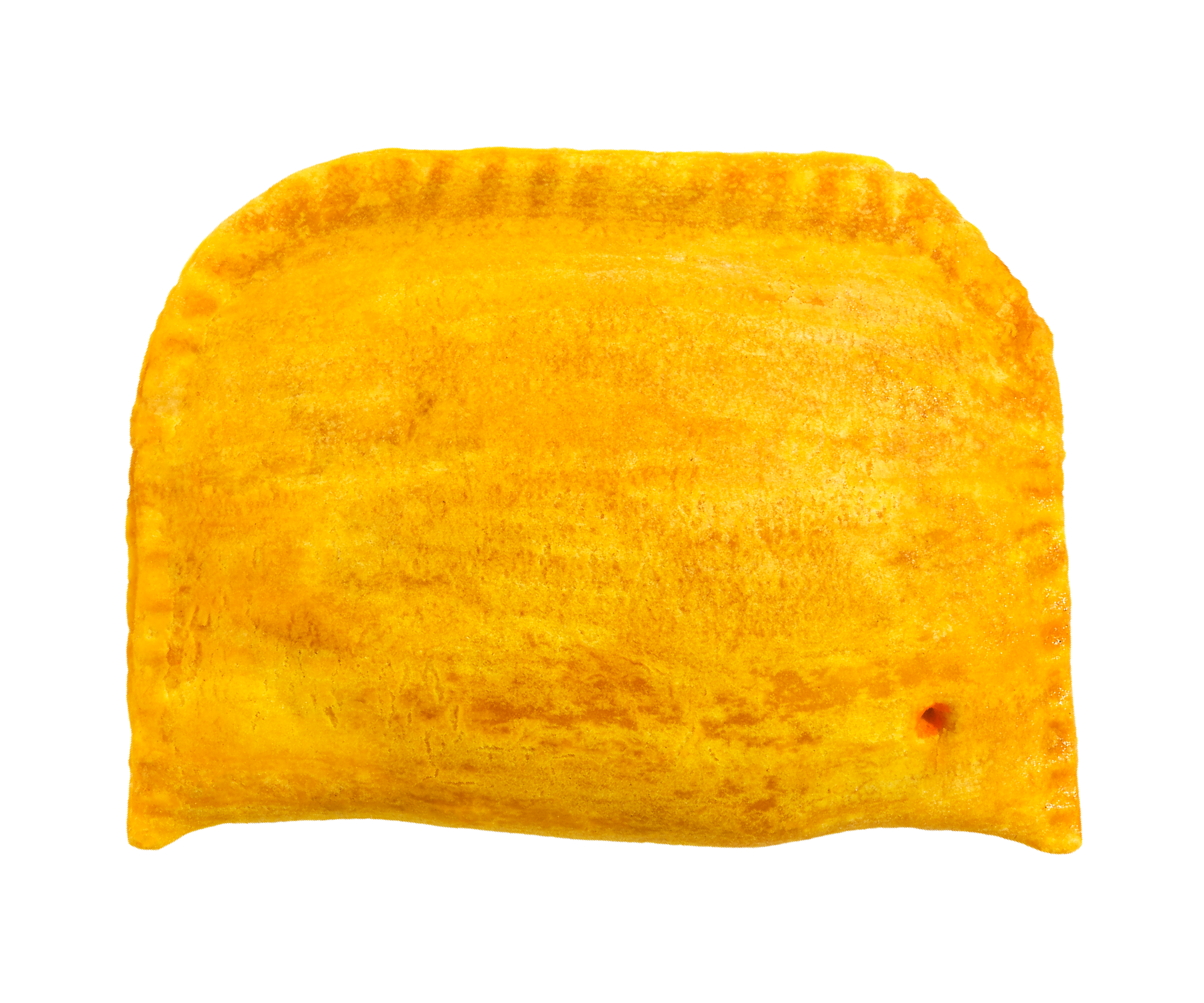 A patty wth a dot in the bottom right corner, indicating it is a spicy beef patty.