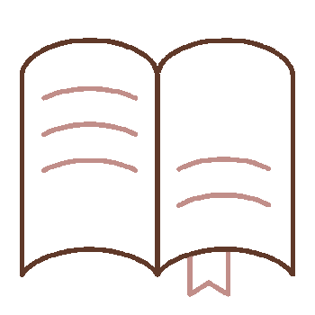 Open book with lines of text and a bookmark.