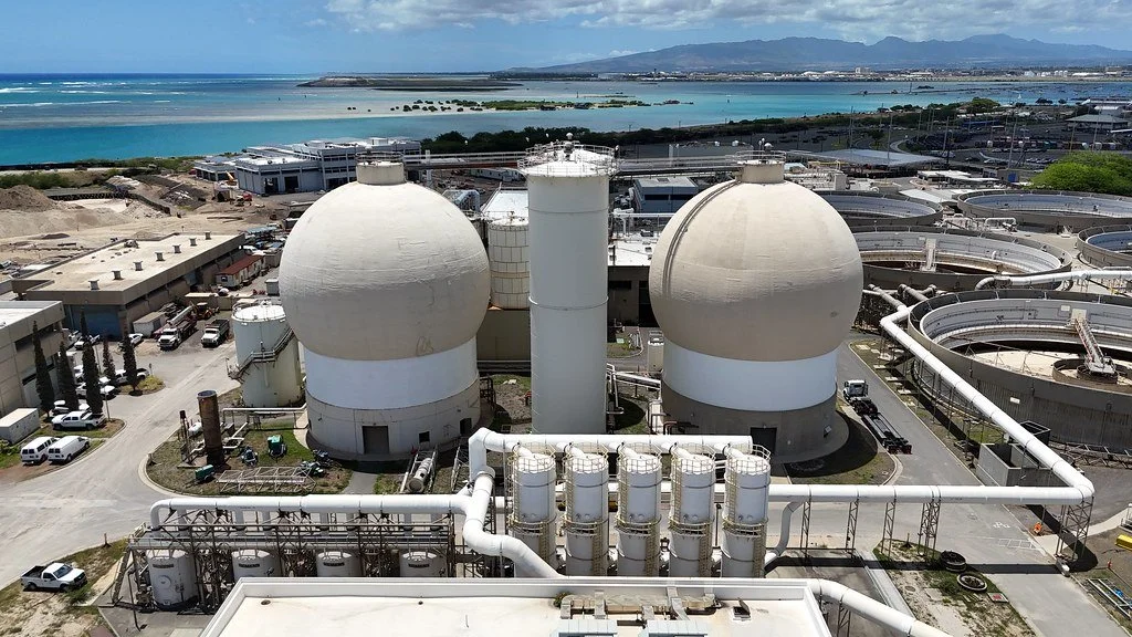 Photo of the Sand Island Wastewater Treatment Plant