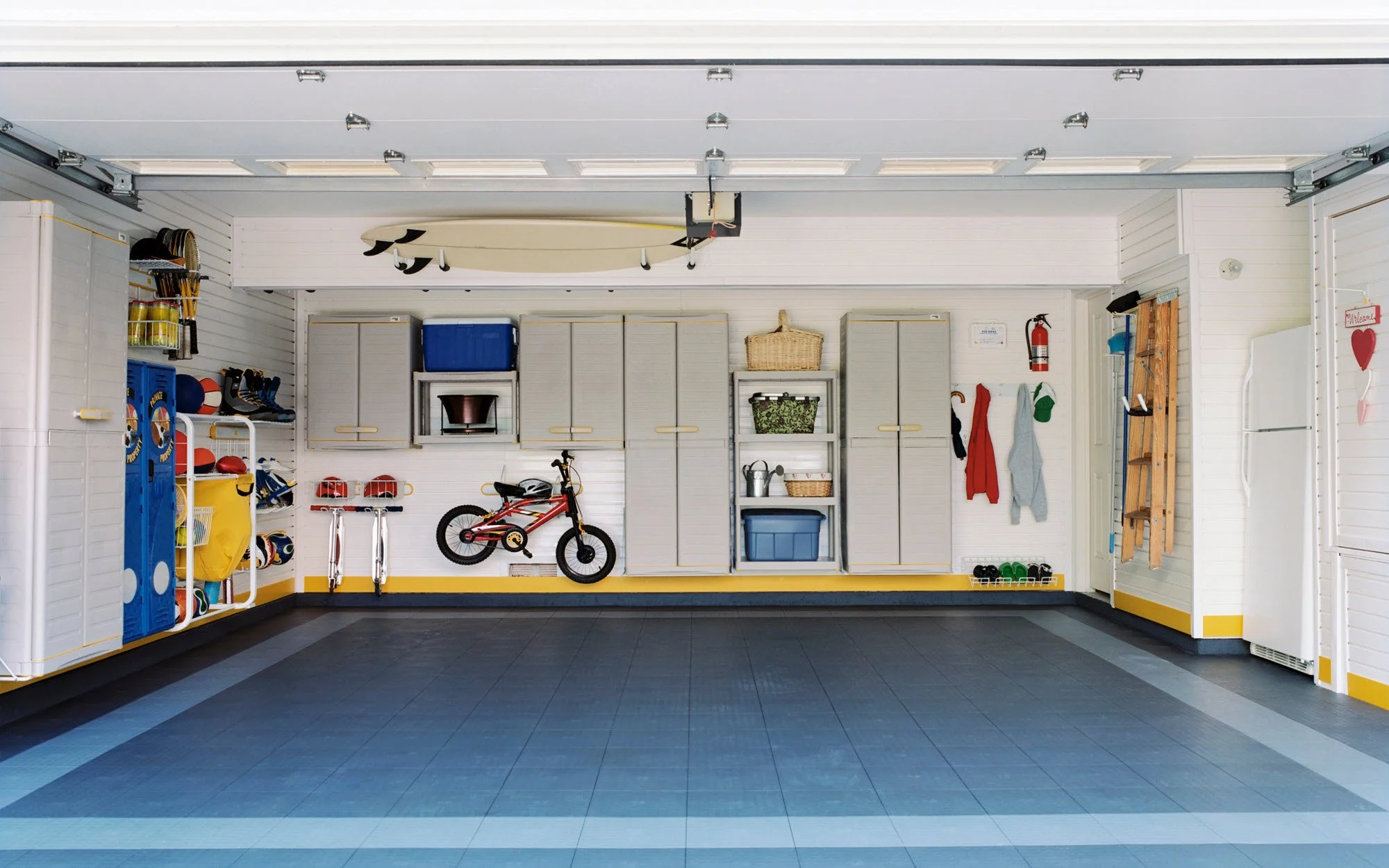 Organized garage with bikes and storage