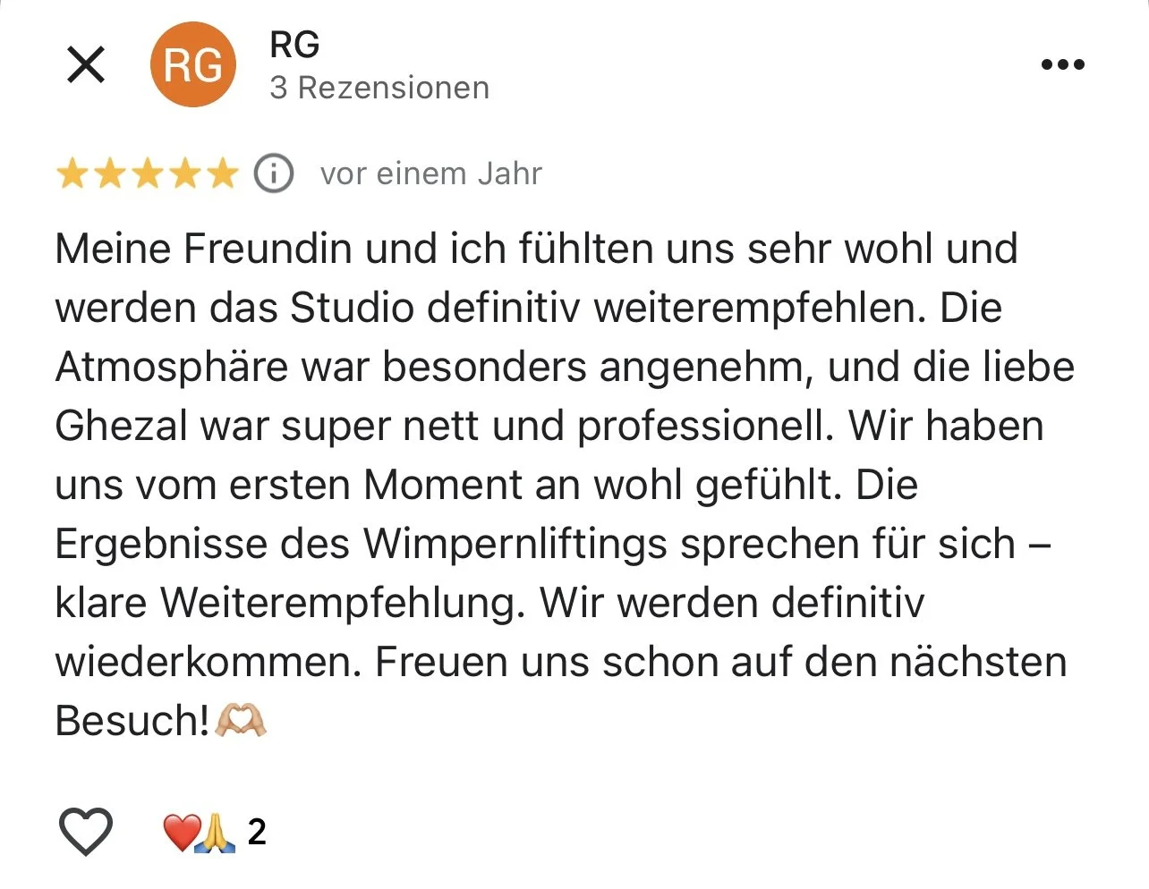 Lash Lifting natürlicher Schwung positive Bewertung Rezension Gazelle face&brows 