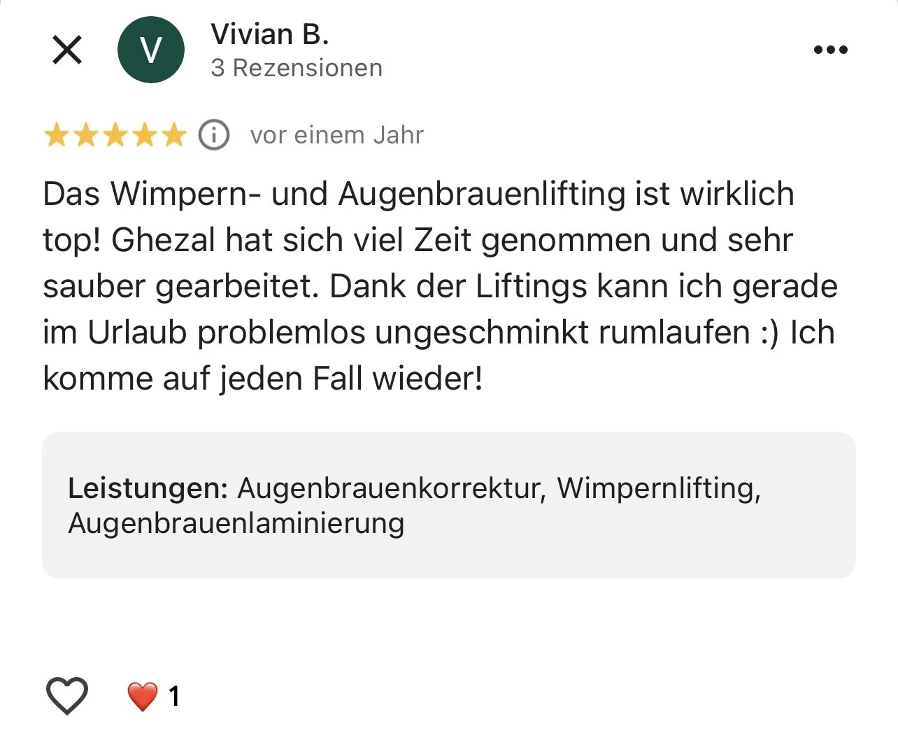 Brow und Lash Lifting Augenbrauen Korrektur positive Bewertung Ghezal Gazelle face&brows 