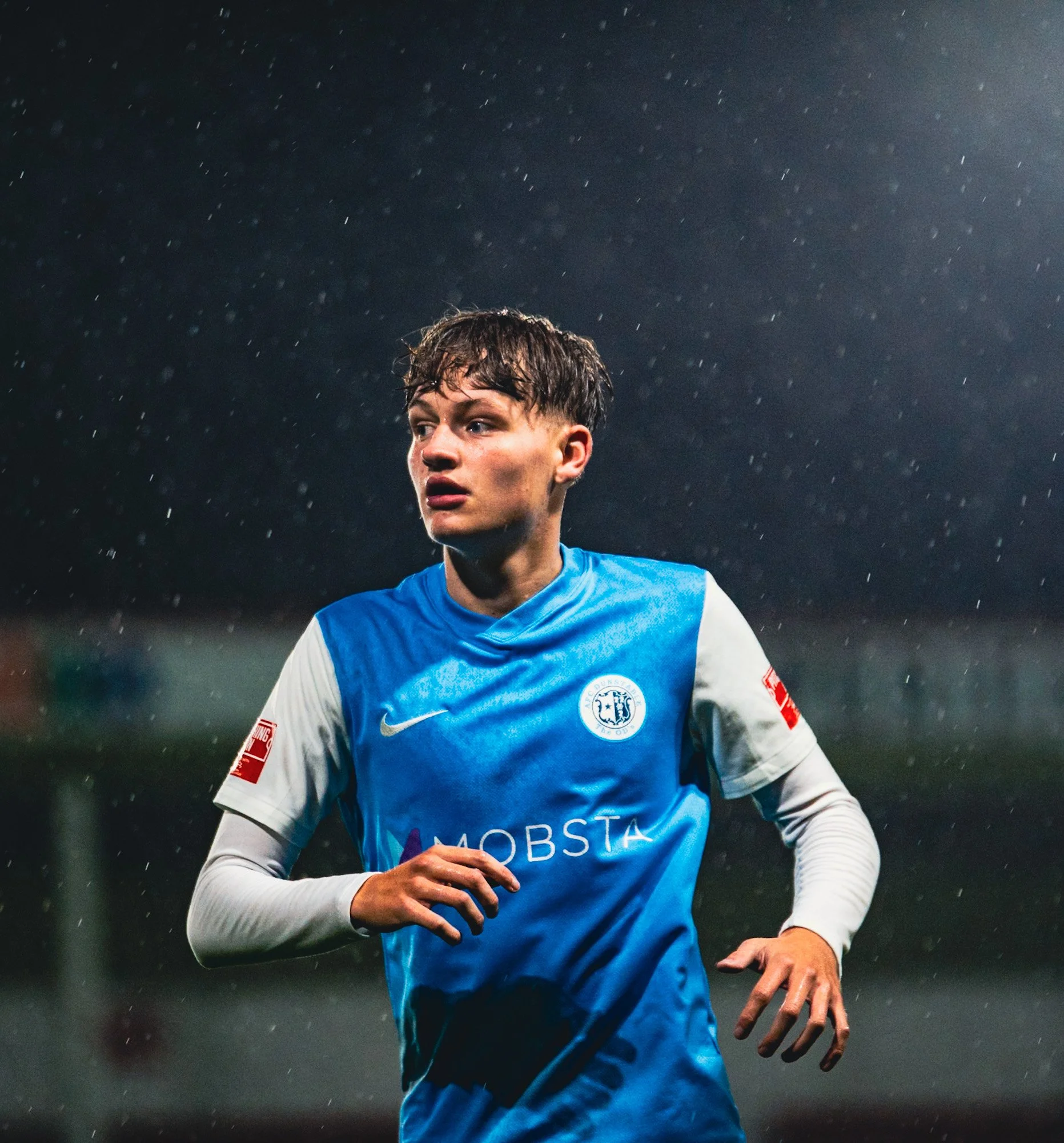 action shot of football player