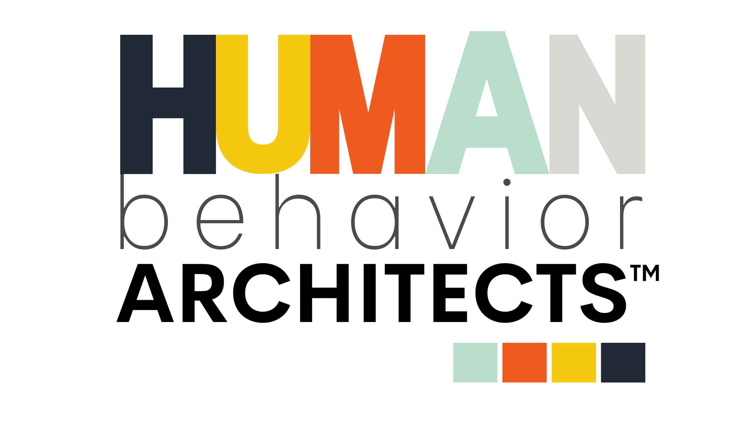 Colorful logo with the words "HUMAN behavior ARCHITECTS" and four color blocks at the bottom.